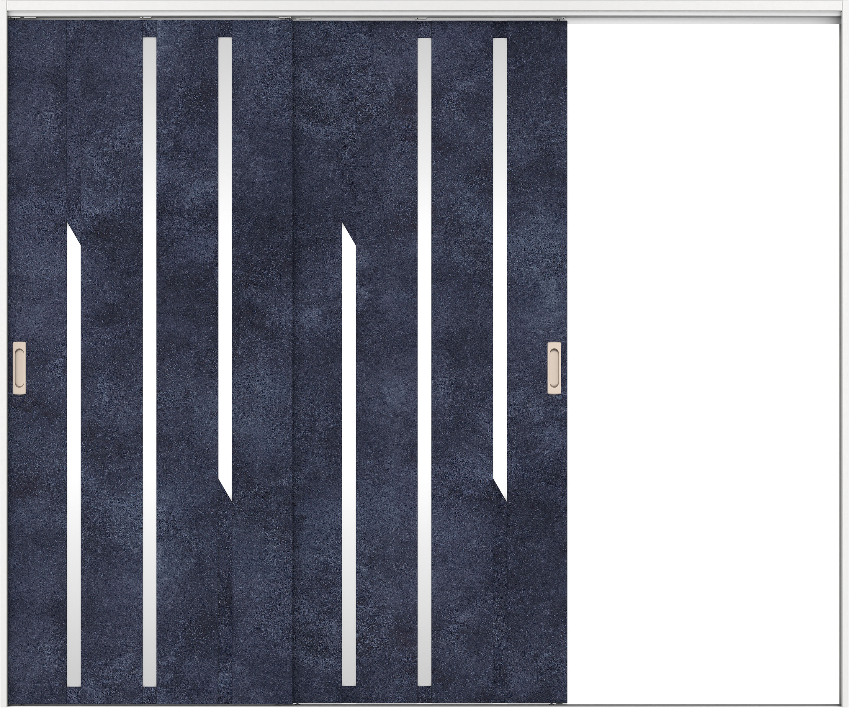 リビングドア　イエリア　吊戸・２枚片引　扉セット　Ｅ３デザイン　２４３７幅用　２０００高　〈コバルトブルー柄〉　右引用　錠なし　ラクラクローズ付用