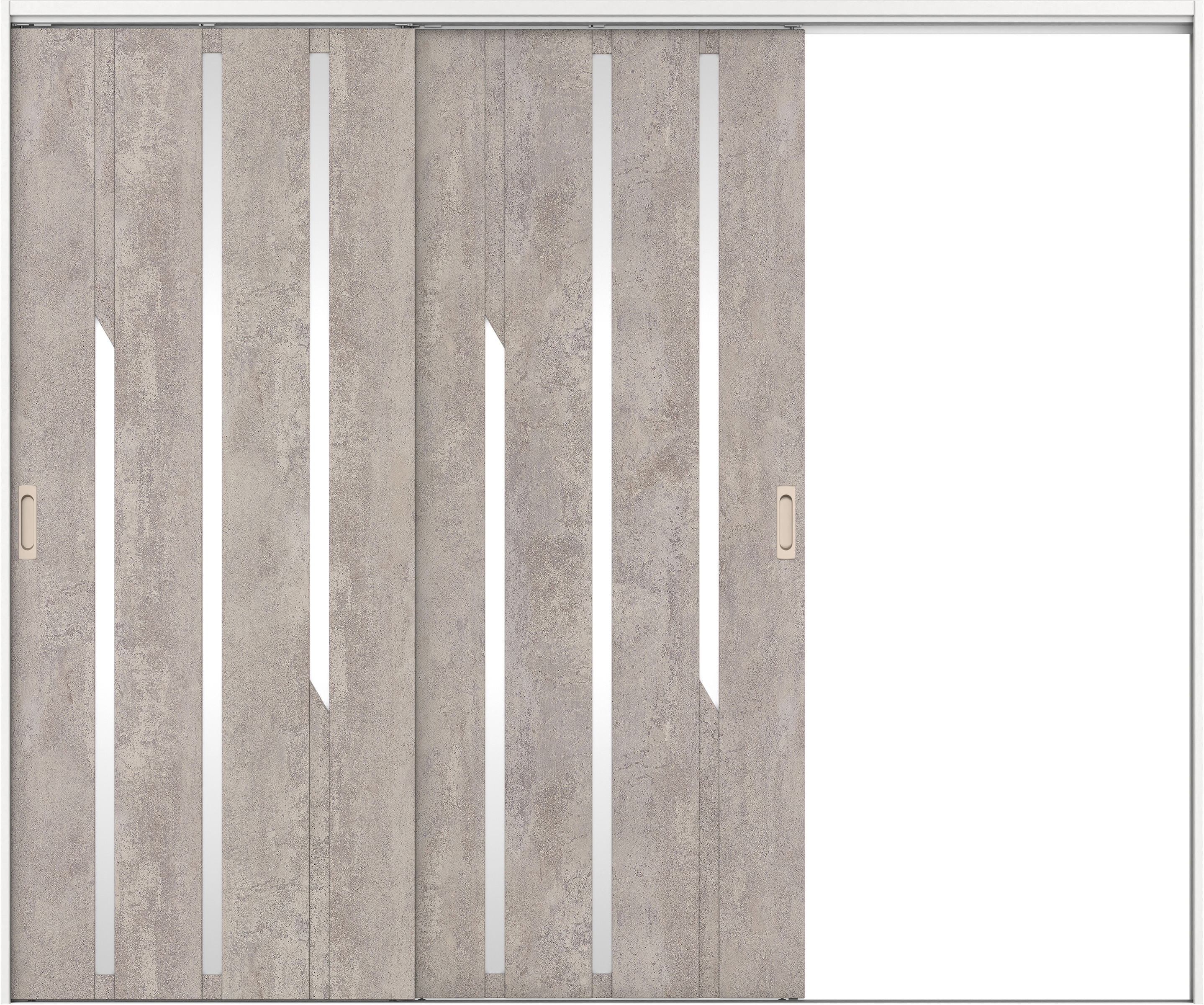 リビングドア　イエリア　吊戸・２枚片引　扉セット　Ｅ３デザイン　２４３７幅用　２０００高　〈コンクリートグレー柄〉　右引用　錠なし　ラクラクローズ付用