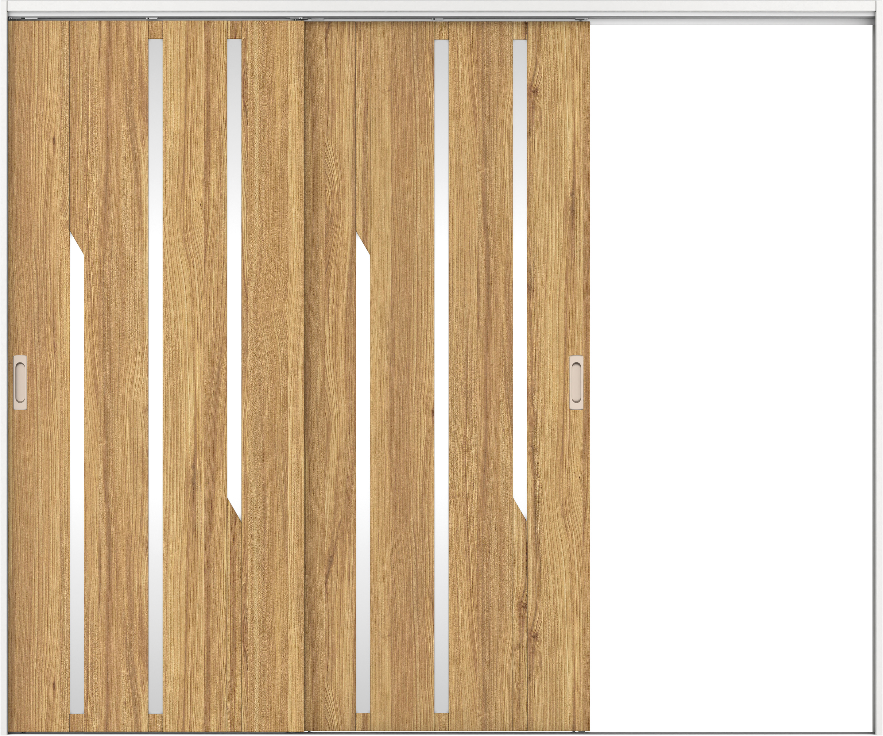 リビングドア　イエリア　吊戸・２枚片引　扉セット　Ｅ３デザイン　２４３７幅用　２０００高　〈シナモンブラウン柄〉　右引用　錠なし　ラクラクローズ付用