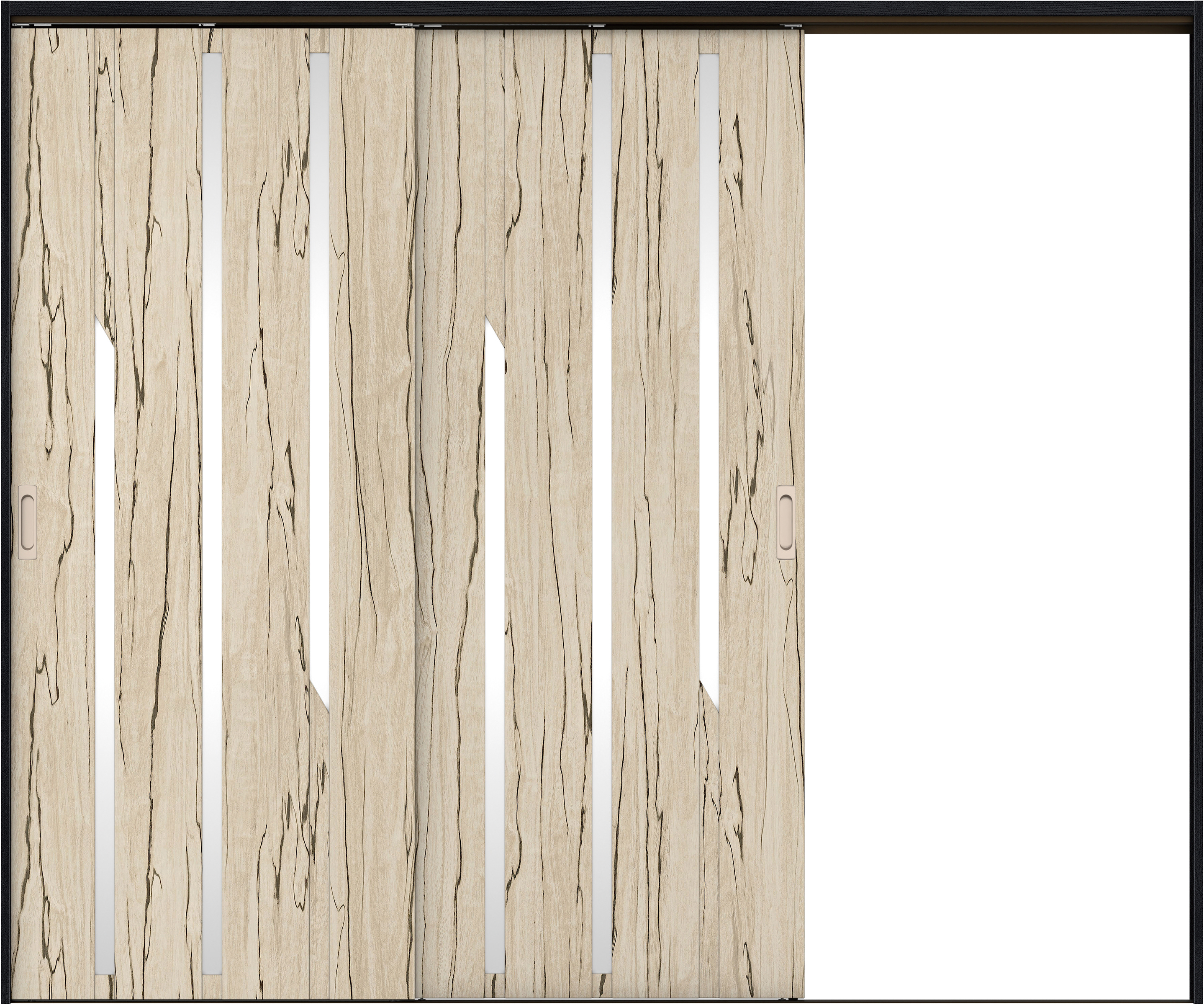 リビングドア　イエリア　吊戸・２枚片引　扉セット　Ｅ３デザイン　２４３７幅用　２０００高　〈スロウベージュ柄〉　右引用　錠なし　ラクラクローズ付用