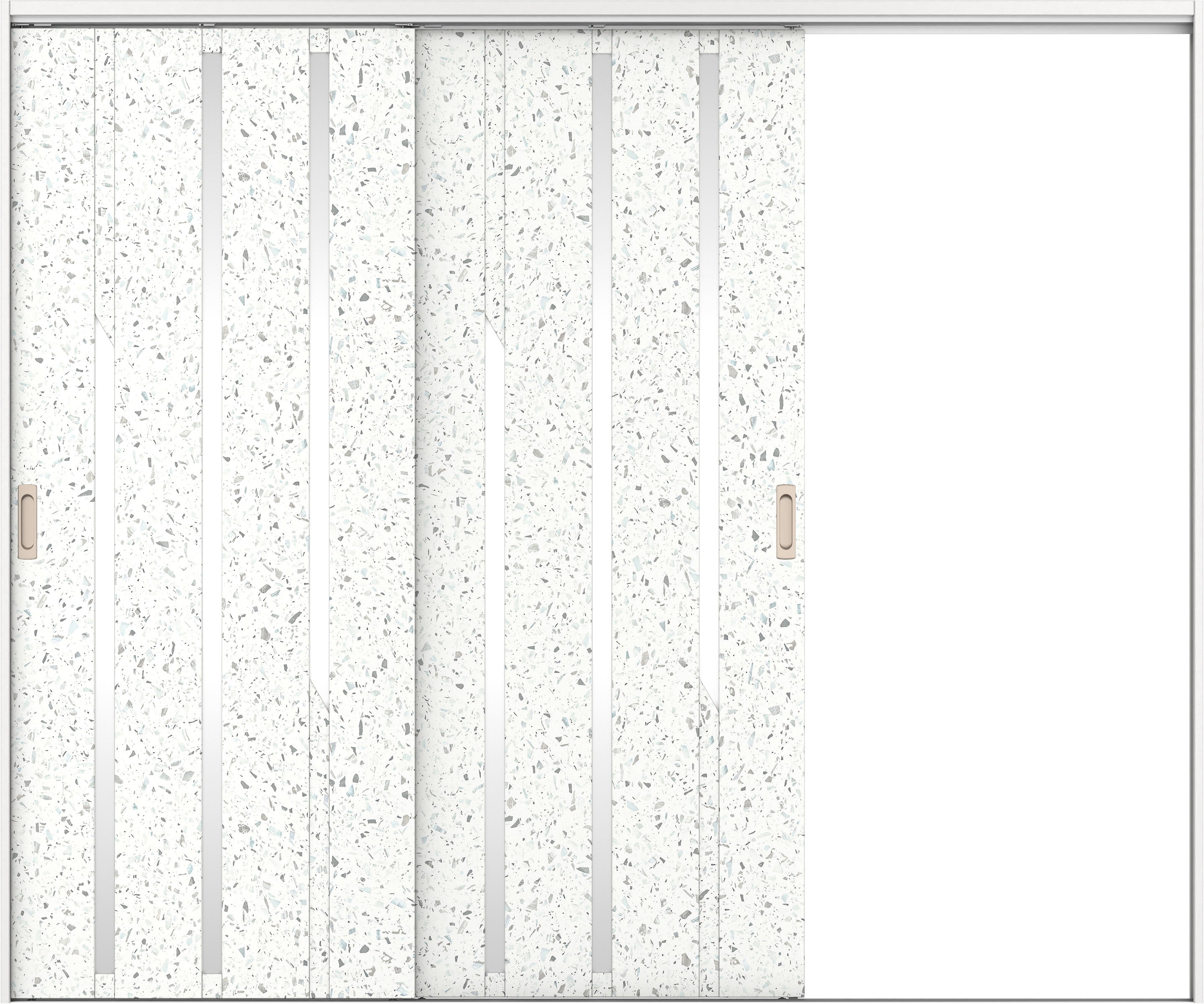 リビングドア　イエリア　吊戸・２枚片引　扉セット　Ｅ３デザイン　２４３７幅用　２０００高　〈テラゾホワイト柄〉　右引用　錠なし　ラクラクローズ付用