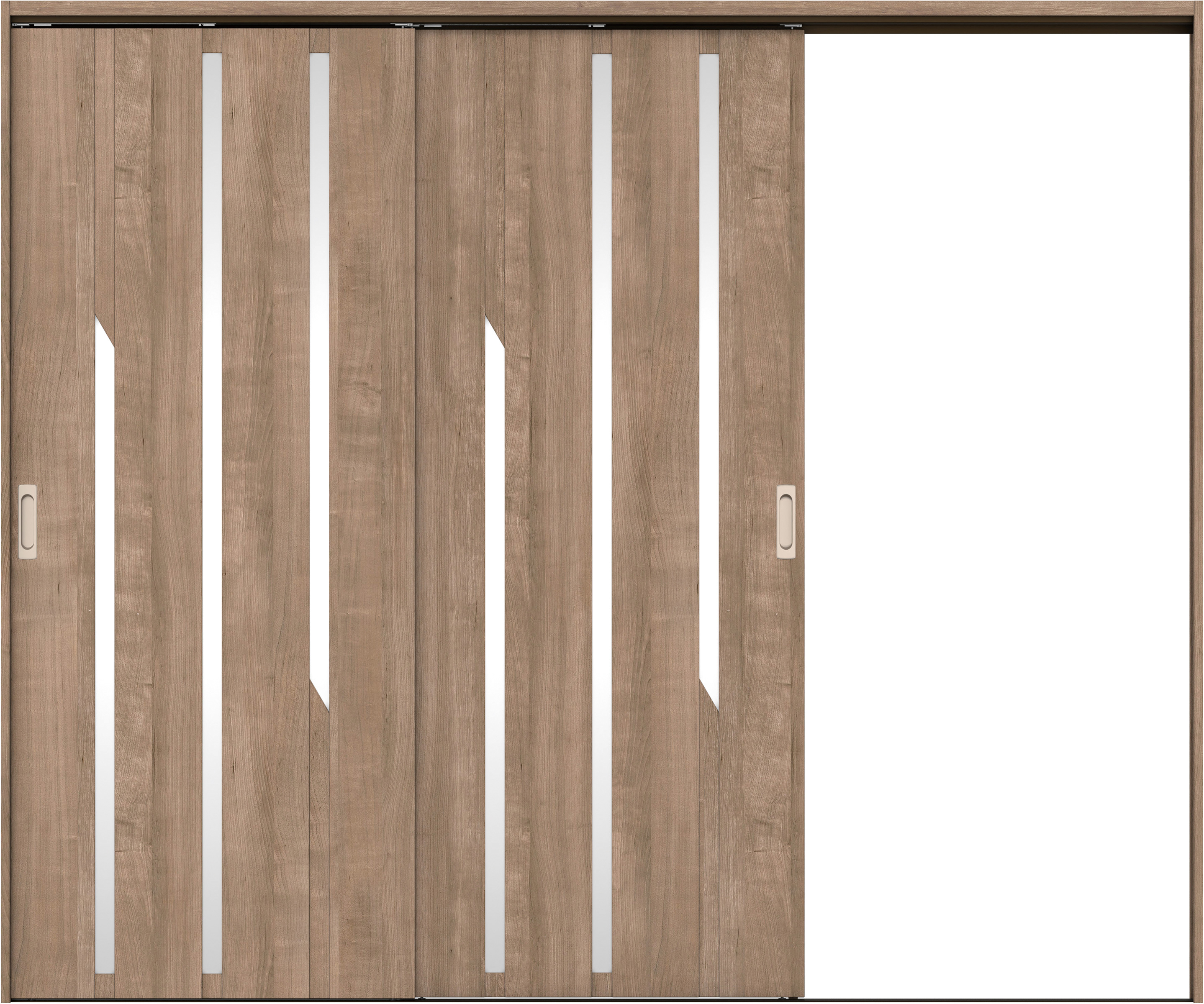 リビングドア　イエリア　吊戸・２枚片引　扉セット　Ｅ３デザイン　２４３７幅用　２０００高　〈トープグレー柄〉　右引用　錠なし　ラクラクローズ付用