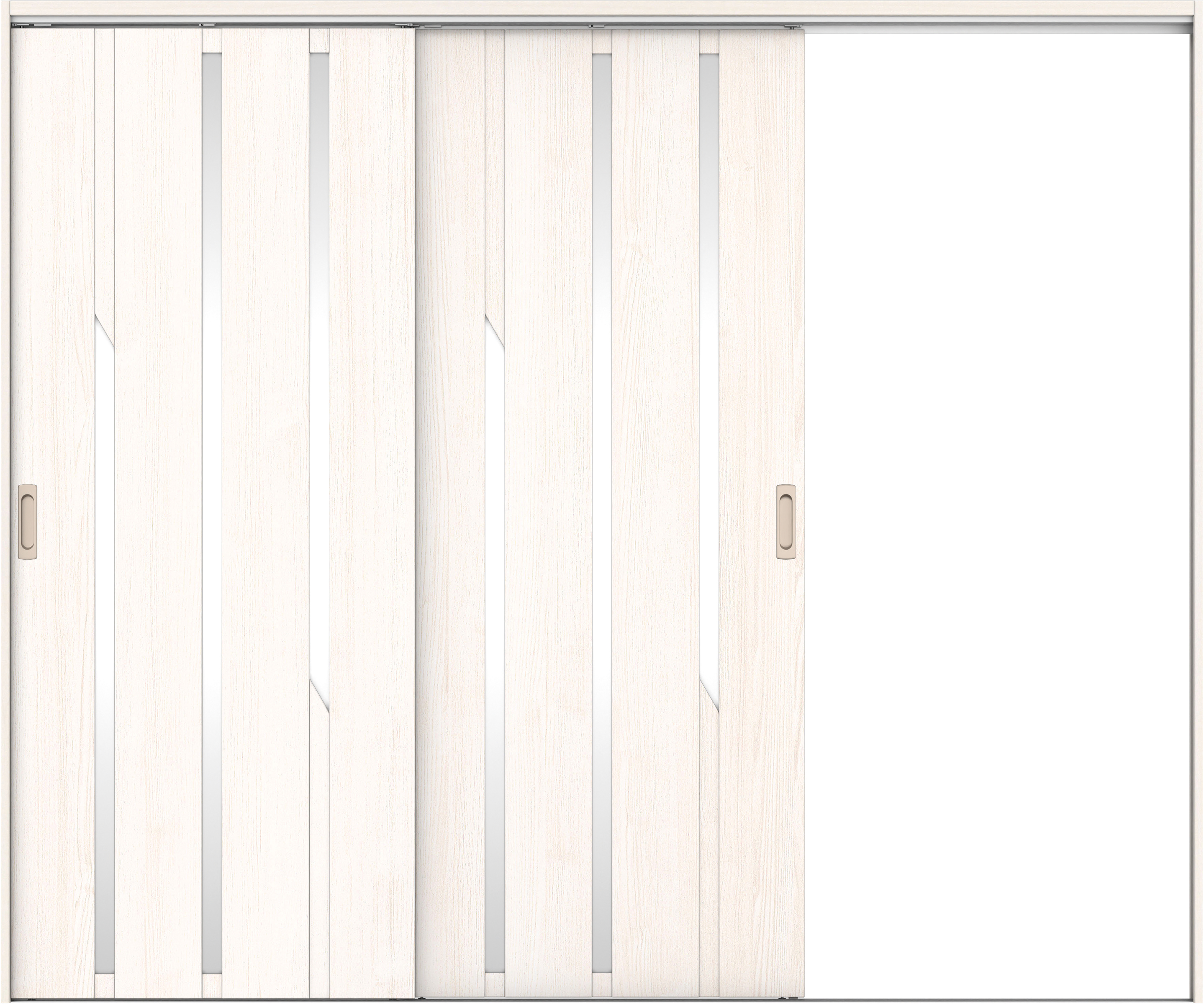 リビングドア　イエリア　吊戸・２枚片引　扉セット　Ｅ３デザイン　２４３７幅用　２０００高　〈ネオホワイト柄〉　右引用　錠なし　ラクラクローズ付用