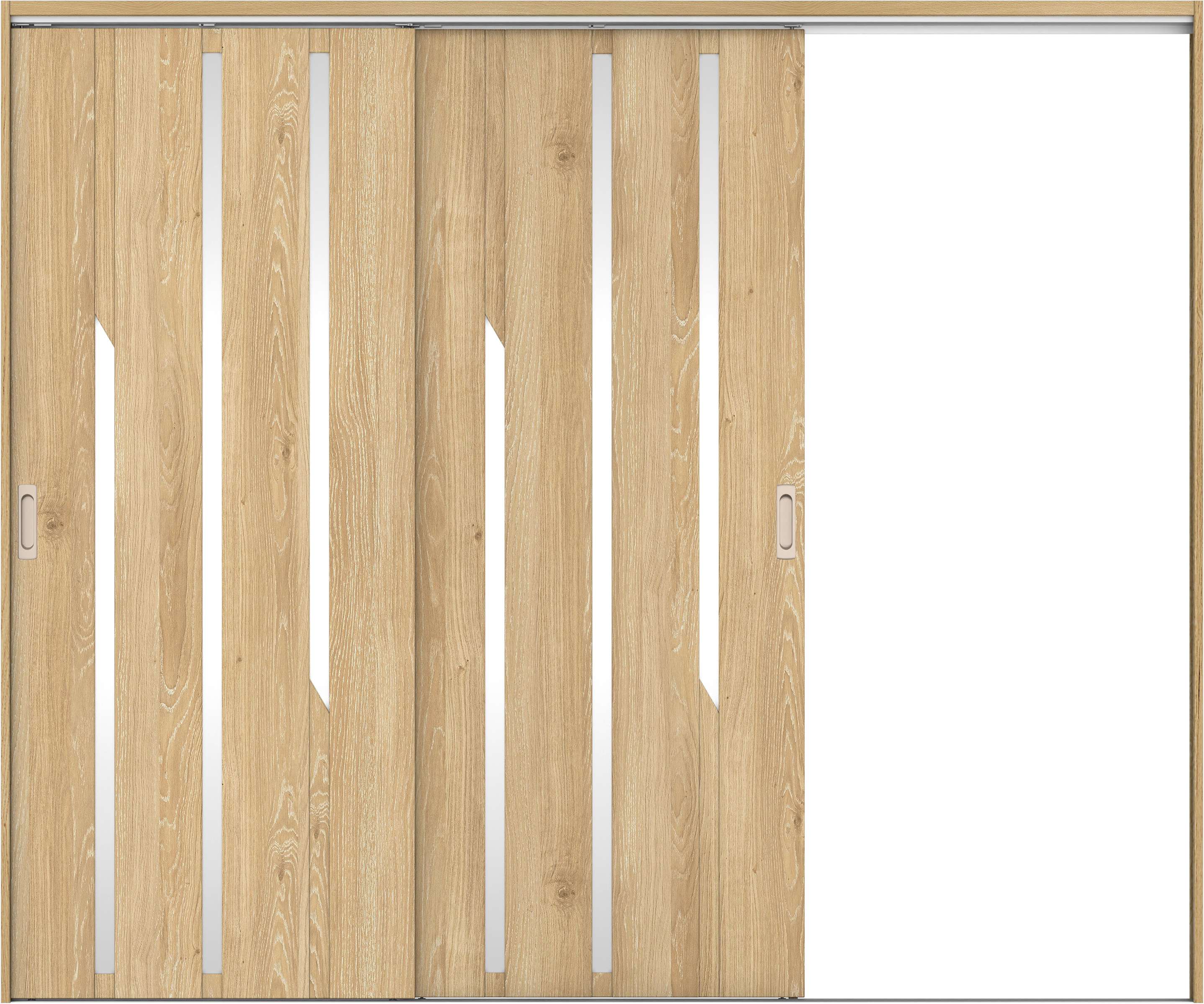 リビングドア　イエリア　吊戸・２枚片引　扉セット　Ｅ３デザイン　２４３７幅用　２０００高　〈ミルキーオーカー柄〉　右引用　錠なし　ラクラクローズ付用