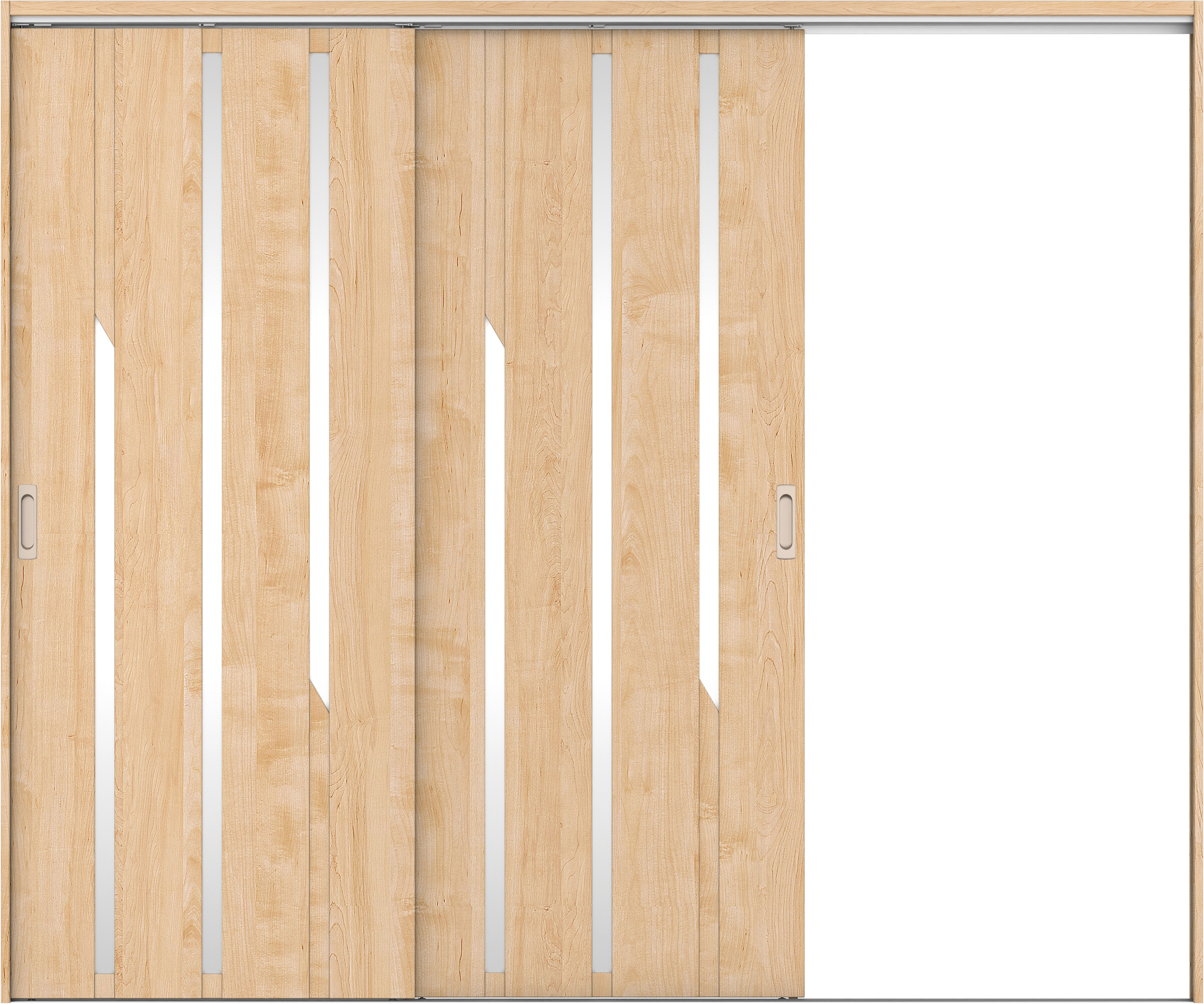 リビングドア　イエリア　吊戸・２枚片引　扉セット　Ｅ３デザイン　２４３７幅用　２０００高　〈ミルベージュ柄〉　右引用　錠なし　ラクラクローズ付用