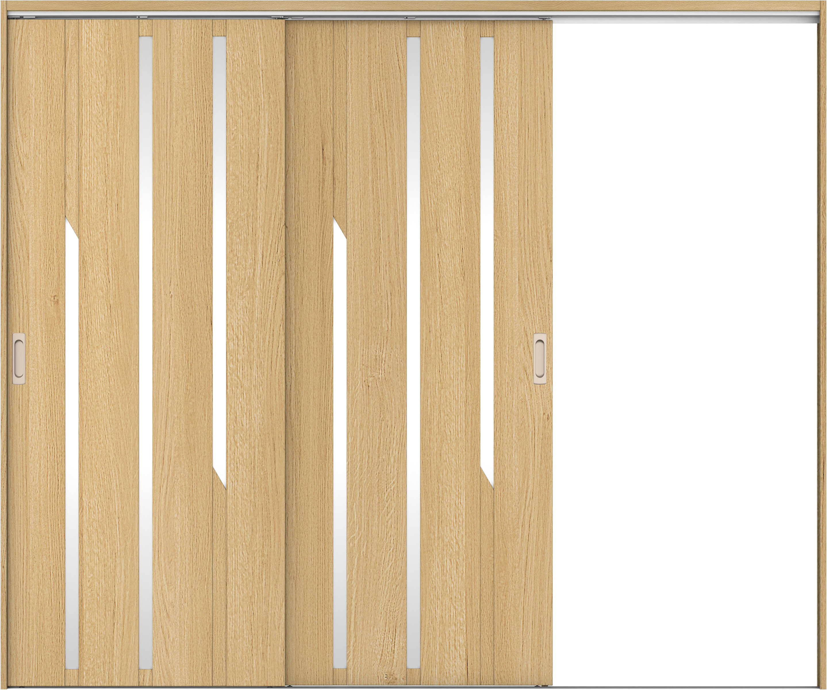 リビングドア　イエリア　吊戸・２枚片引　扉セット　Ｅ３デザイン　２４３７幅用　２０００高　〈ライトオーカー柄〉　右引用　錠なし　ラクラクローズ付用