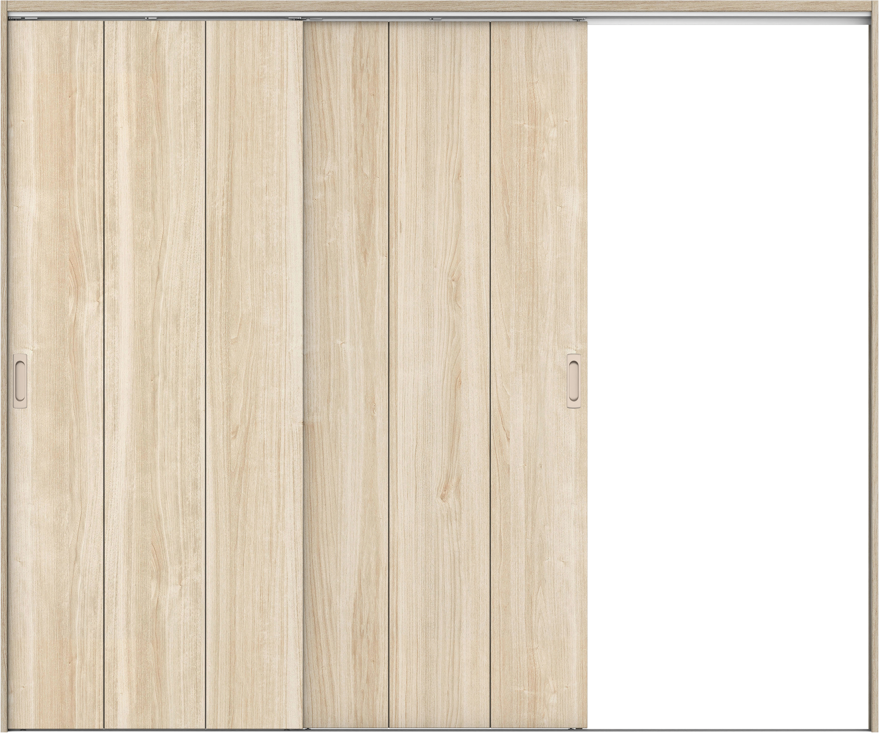 リビングドア　イエリア　吊戸・２枚片引　扉セット　Ｇ１デザイン　２４３７幅用　２０００高　〈コットンベージュ柄〉　右引用　錠なし　ラクラクローズ付用