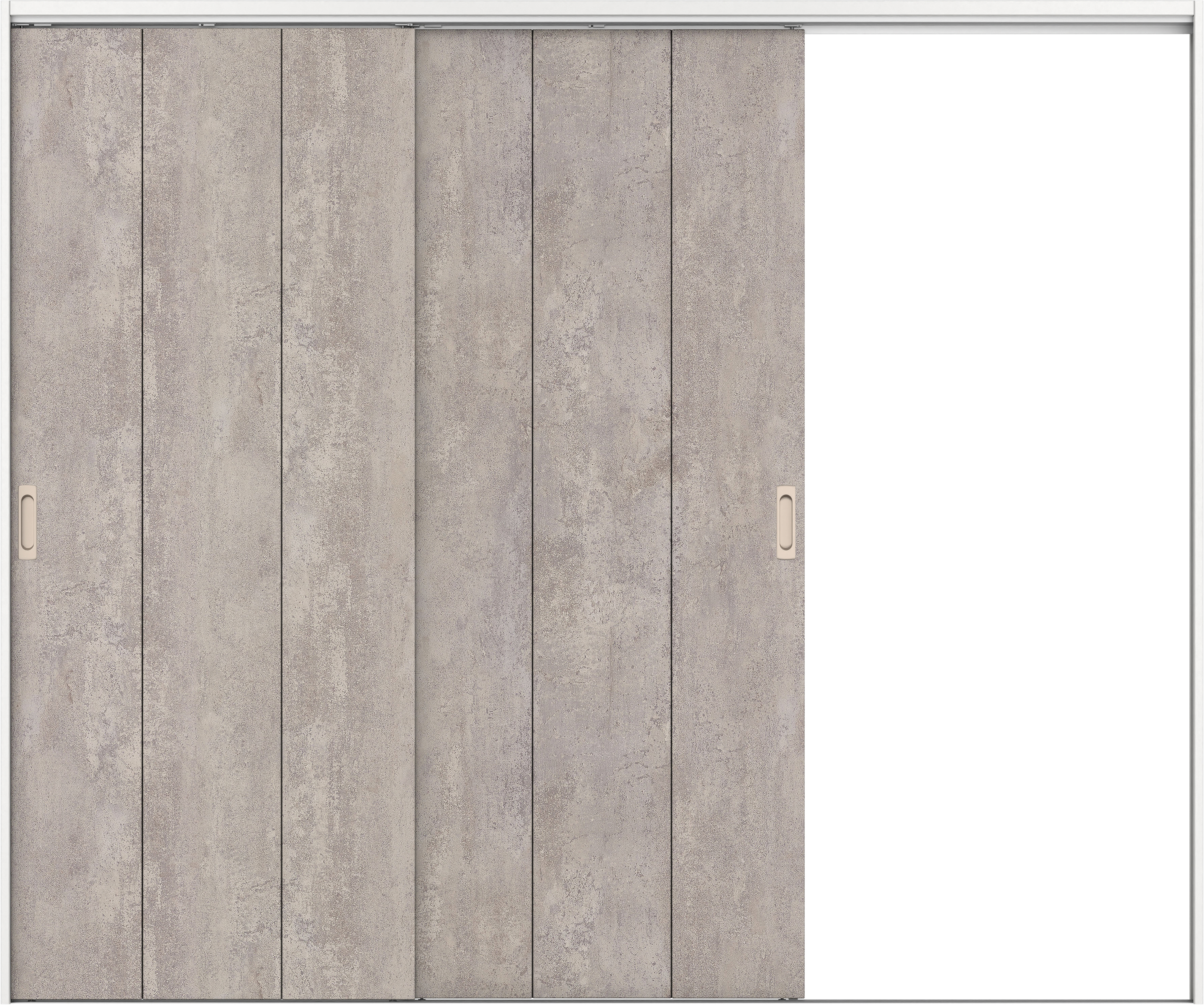 リビングドア　イエリア　吊戸・２枚片引　扉セット　Ｇ１デザイン　２４３７幅用　２０００高　〈コンクリートグレー柄〉　右引用　錠なし　ラクラクローズ付用
