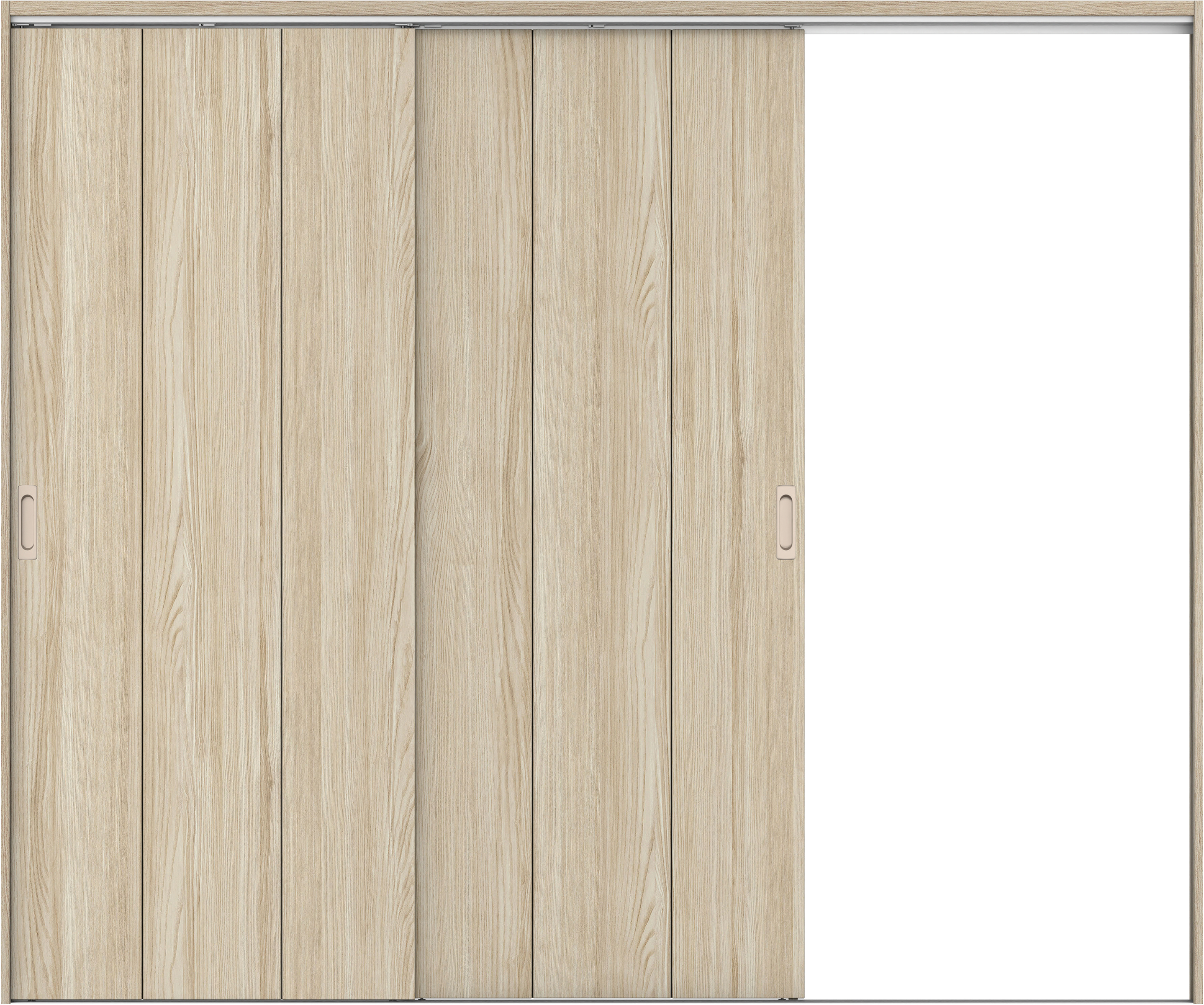 リビングドア　イエリア　吊戸・２枚片引　扉セット　Ｇ１デザイン　２４３７幅用　２０００高　〈ソフトグレージュ柄〉　右引用　錠なし　ラクラクローズ付用