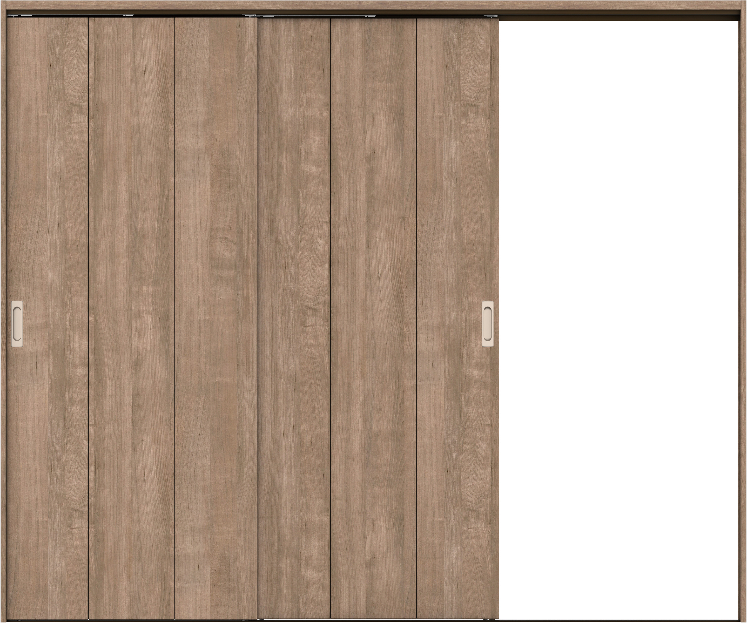 リビングドア　イエリア　吊戸・２枚片引　扉セット　Ｇ１デザイン　２４３７幅用　２０００高　〈トープグレー柄〉　右引用　錠なし　ラクラクローズ付用