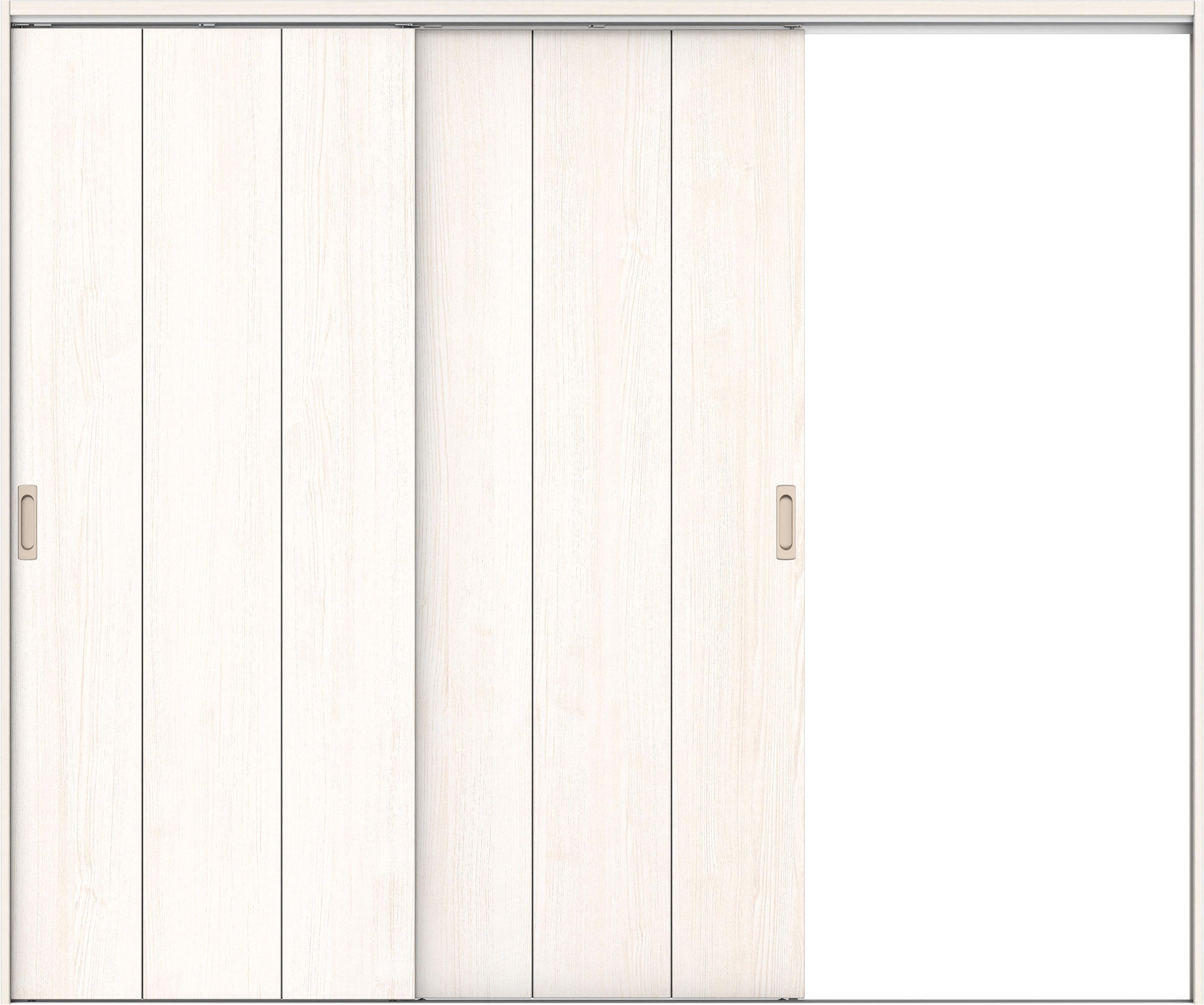 リビングドア　イエリア　吊戸・２枚片引　扉セット　Ｇ１デザイン　２４３７幅用　２０００高　〈ネオホワイト柄〉　右引用　錠なし　ラクラクローズ付用