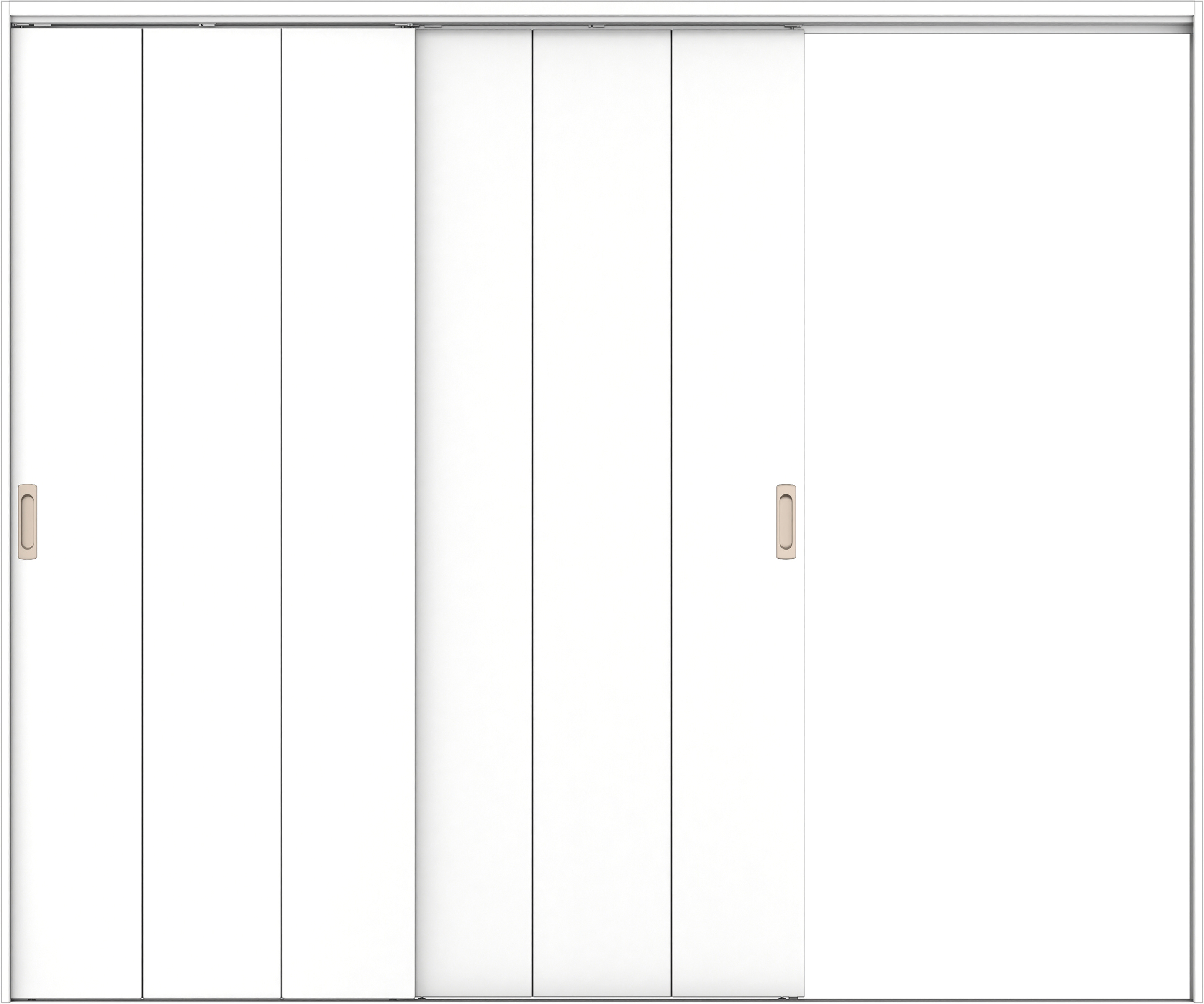 リビングドア　イエリア　吊戸・２枚片引　扉セット　Ｇ１デザイン　２４３７幅用　２０００高　〈パウダーホワイト柄〉　右引用　錠なし　ラクラクローズ付用