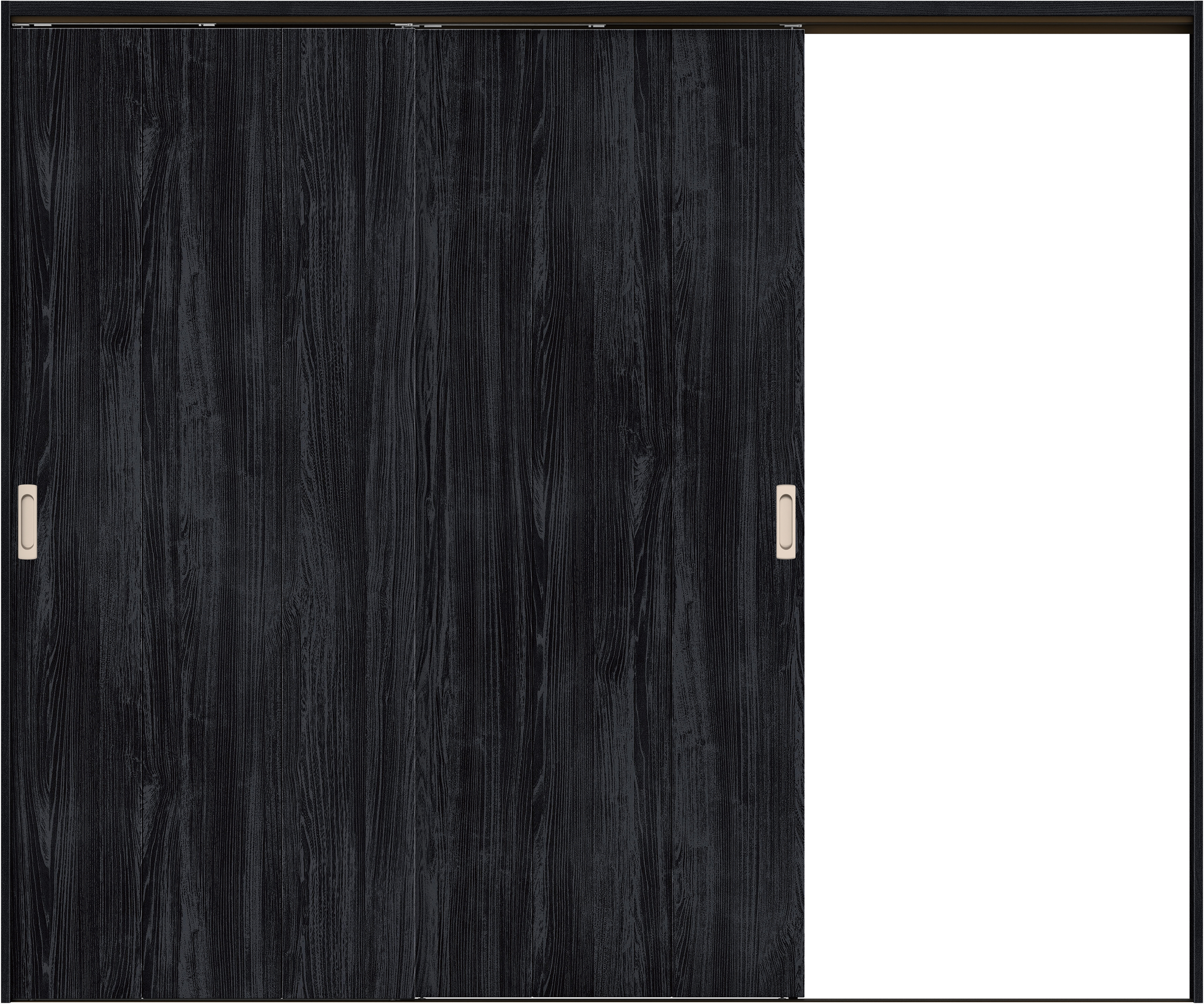 リビングドア　イエリア　吊戸・２枚片引　扉セット　Ｇ１デザイン　２４３７幅用　２０００高　〈モスブラック柄〉　右引用　錠なし　ラクラクローズ付用