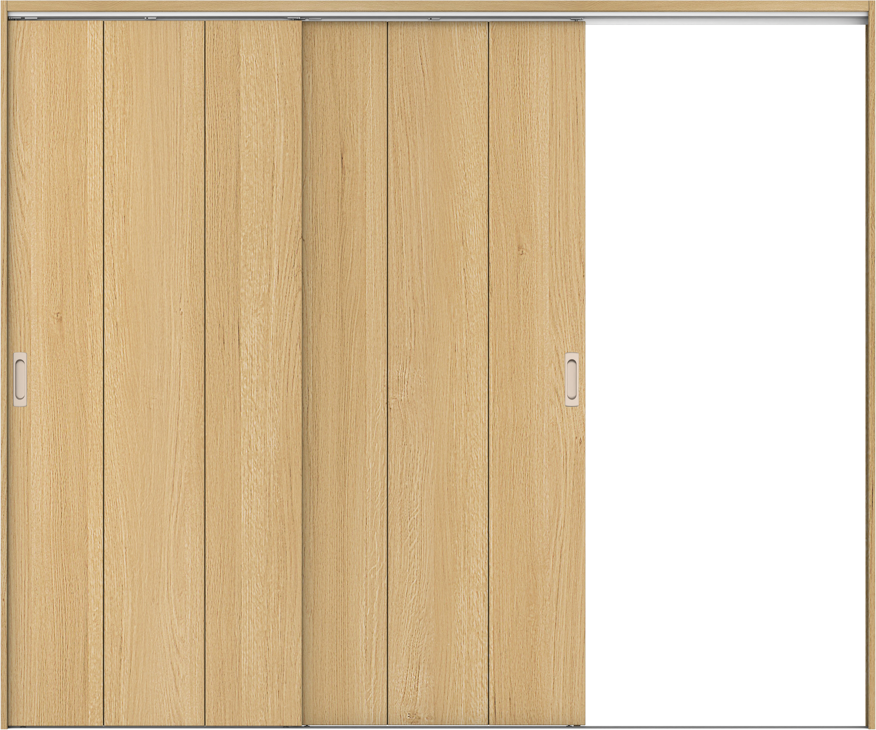 リビングドア　イエリア　吊戸・２枚片引　扉セット　Ｇ１デザイン　２４３７幅用　２０００高　〈ライトオーカー柄〉　右引用　錠なし　ラクラクローズ付用