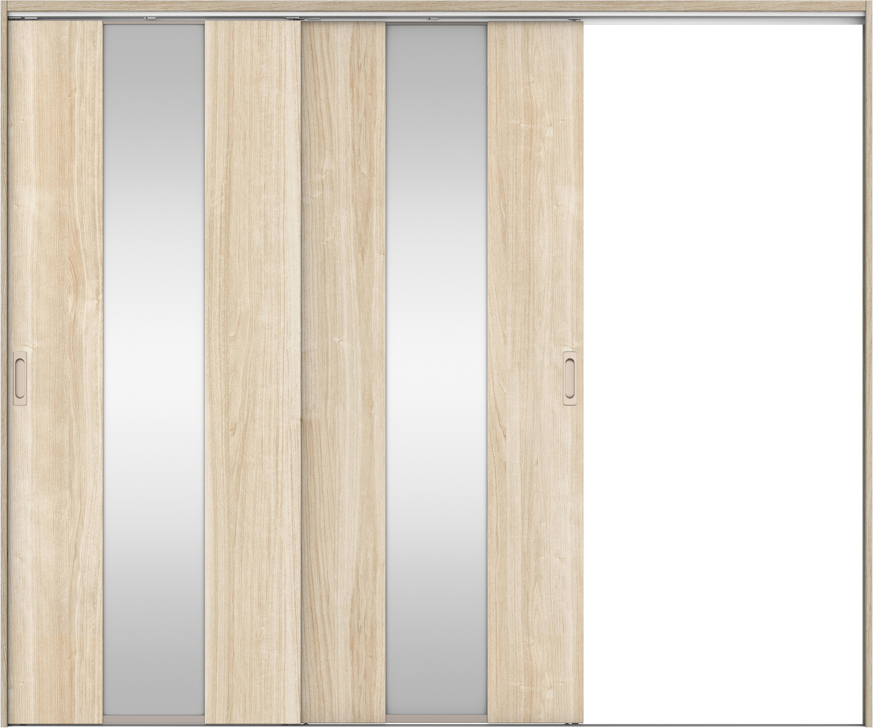 リビングドア　イエリア　吊戸・２枚片引　扉セット　Ｇ５デザイン　２４３７幅用　２０００高　〈コットンベージュ柄〉　右引用　錠なし　ラクラクローズ付用