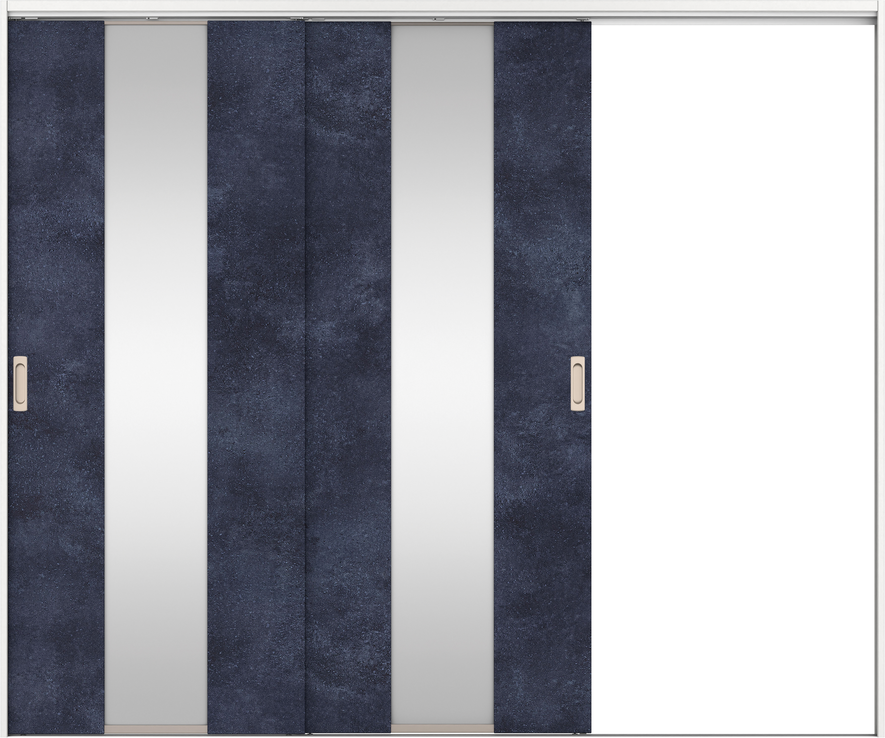 リビングドア　イエリア　吊戸・２枚片引　扉セット　Ｇ５デザイン　２４３７幅用　２０００高　〈コバルトブルー柄〉　右引用　錠なし　ラクラクローズ付用