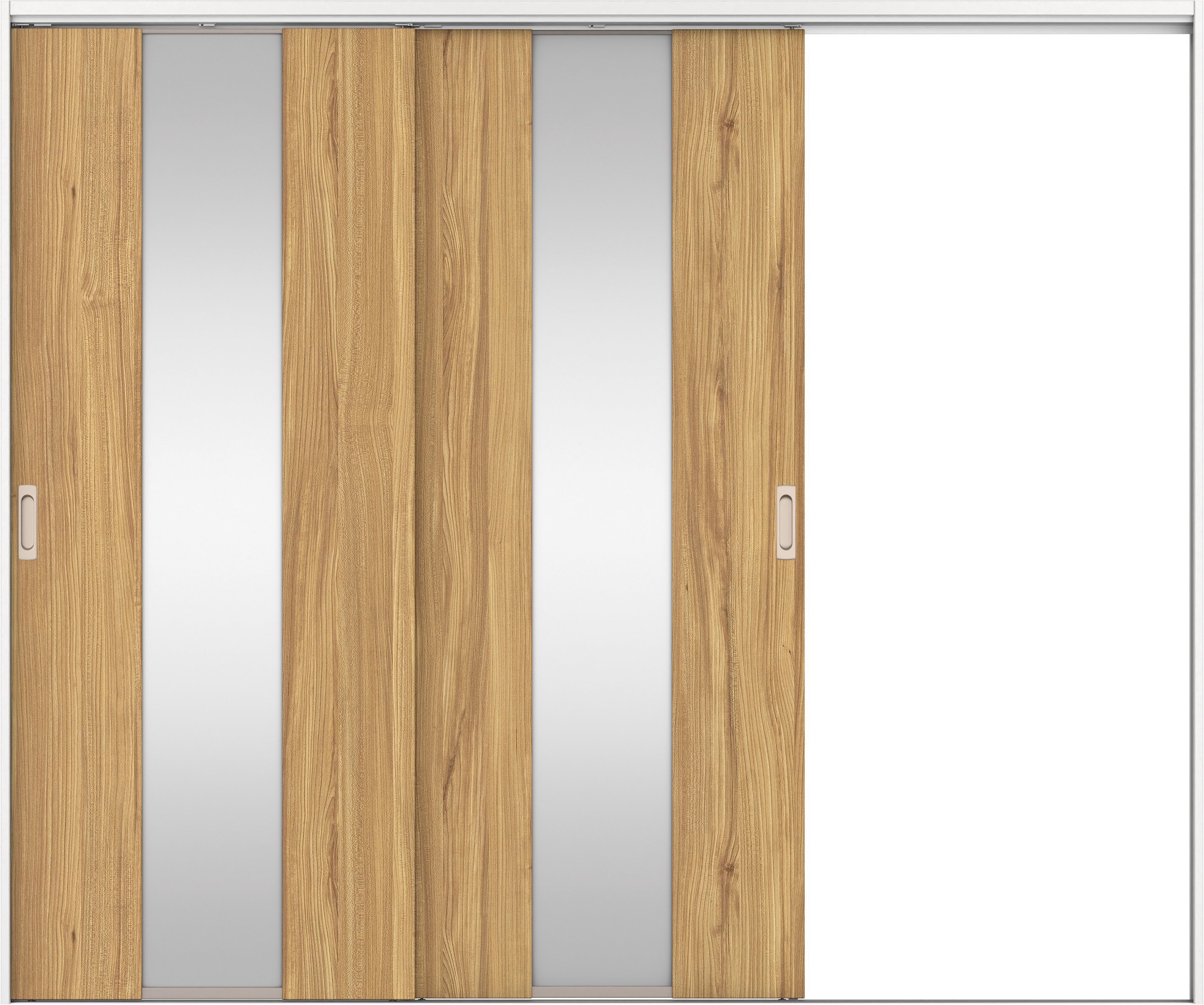 リビングドア　イエリア　吊戸・２枚片引　扉セット　Ｇ５デザイン　２４３７幅用　２０００高　〈シナモンブラウン柄〉　右引用　錠なし　ラクラクローズ付用