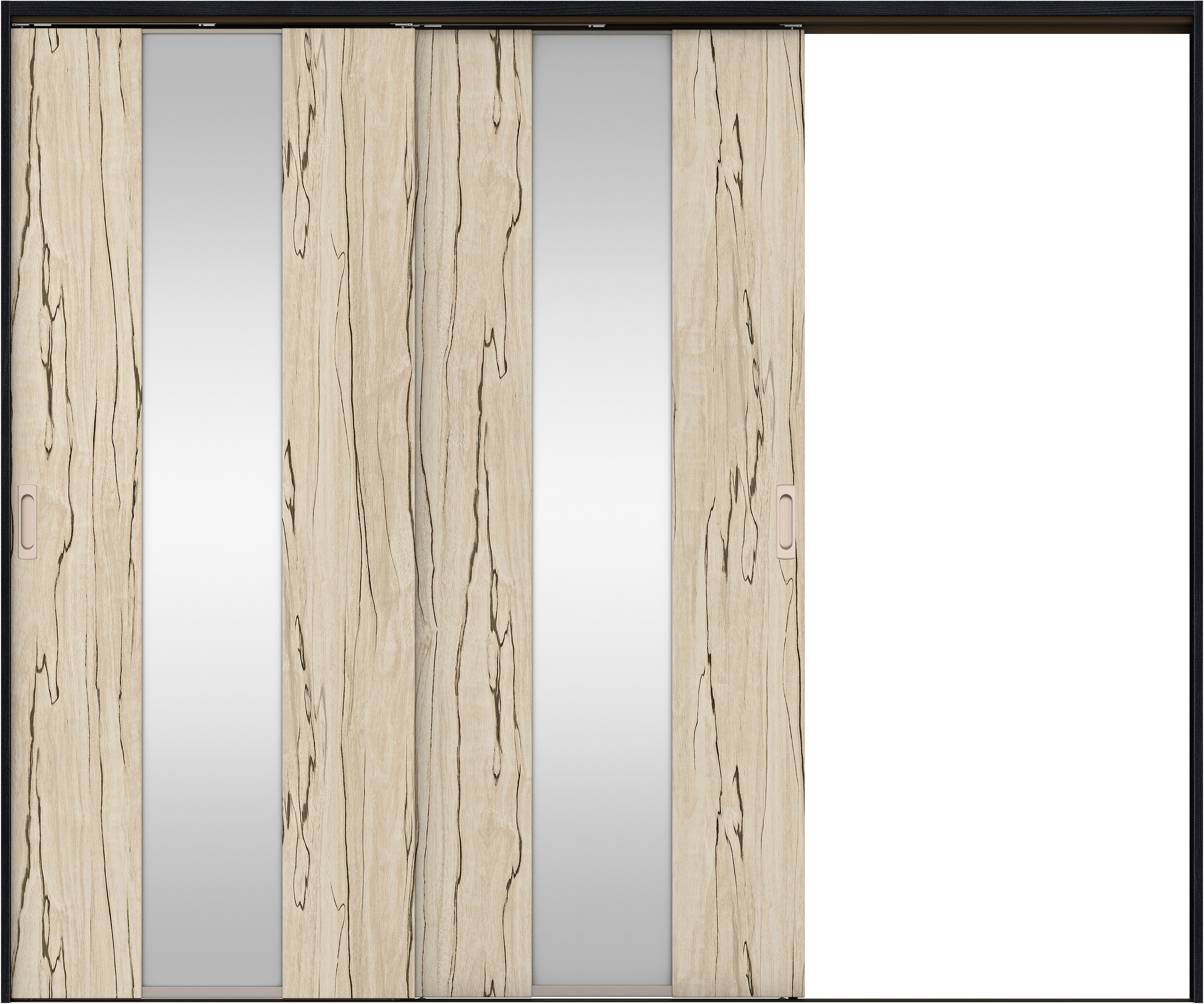リビングドア　イエリア　吊戸・２枚片引　扉セット　Ｇ５デザイン　２４３７幅用　２０００高　〈スロウベージュ柄〉　右引用　錠なし　ラクラクローズ付用