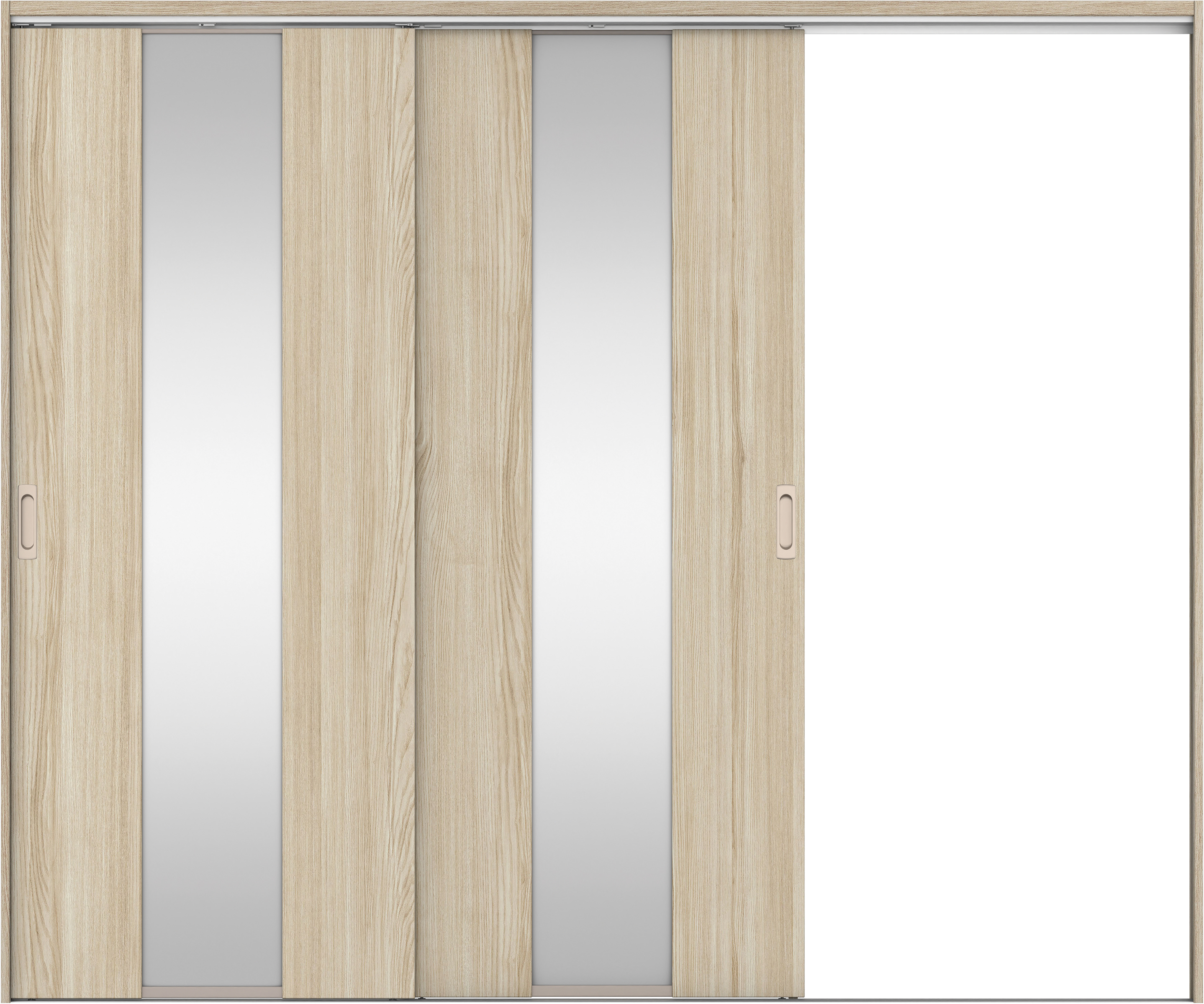 リビングドア　イエリア　吊戸・２枚片引　扉セット　Ｇ５デザイン　２４３７幅用　２０００高　〈ソフトグレージュ柄〉　右引用　錠なし　ラクラクローズ付用