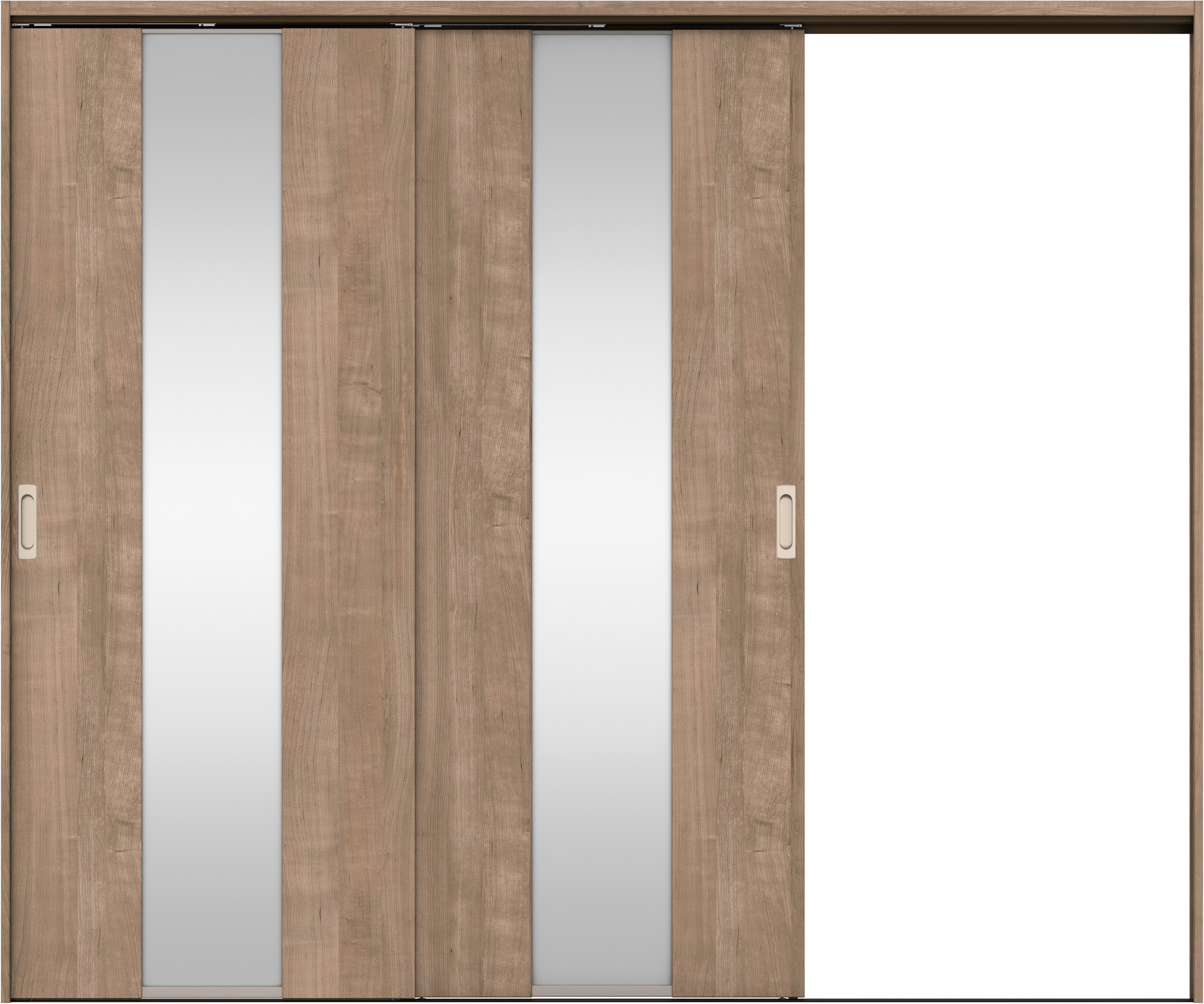 リビングドア　イエリア　吊戸・２枚片引　扉セット　Ｇ５デザイン　２４３７幅用　２０００高　〈トープグレー柄〉　右引用　錠なし　ラクラクローズ付用