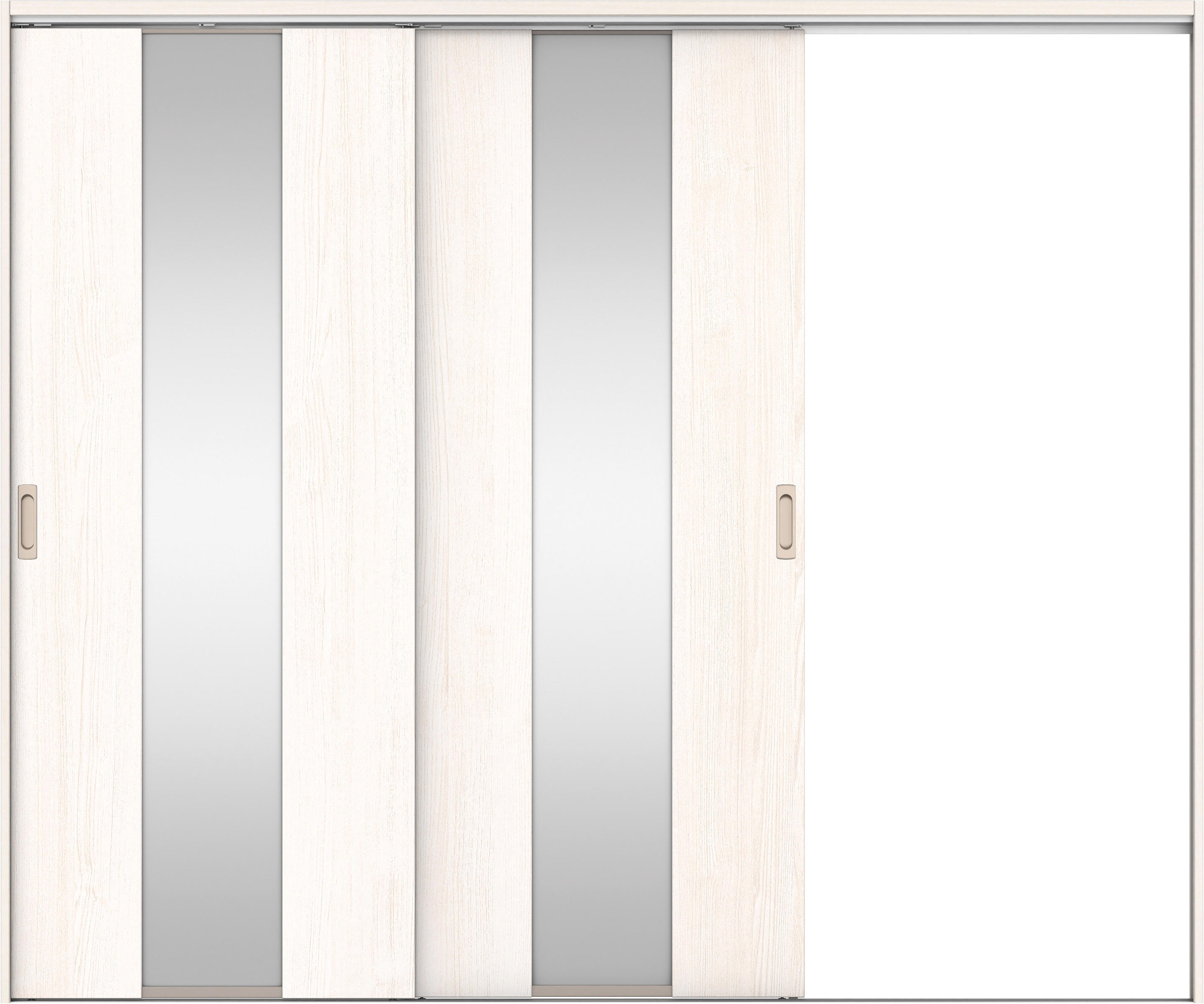 リビングドア　イエリア　吊戸・２枚片引　扉セット　Ｇ５デザイン　２４３７幅用　２０００高　〈ネオホワイト柄〉　右引用　錠なし　ラクラクローズ付用