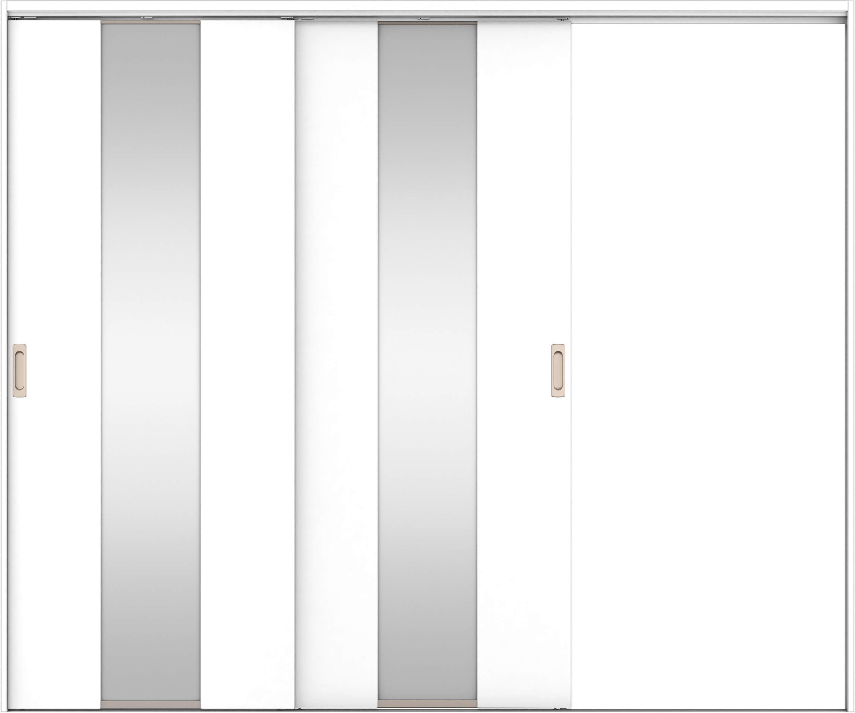 リビングドア　イエリア　吊戸・２枚片引　扉セット　Ｇ５デザイン　２４３７幅用　２０００高　〈パウダーホワイト柄〉　右引用　錠なし　ラクラクローズ付用
