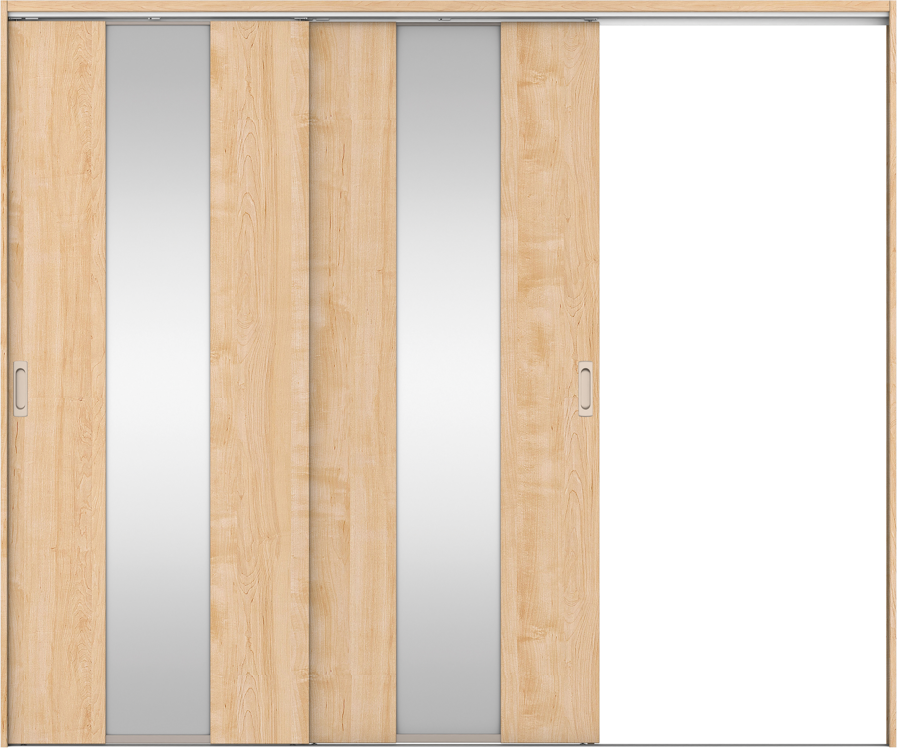 リビングドア　イエリア　吊戸・２枚片引　扉セット　Ｇ５デザイン　２４３７幅用　２０００高　〈ミルベージュ柄〉　右引用　錠なし　ラクラクローズ付用