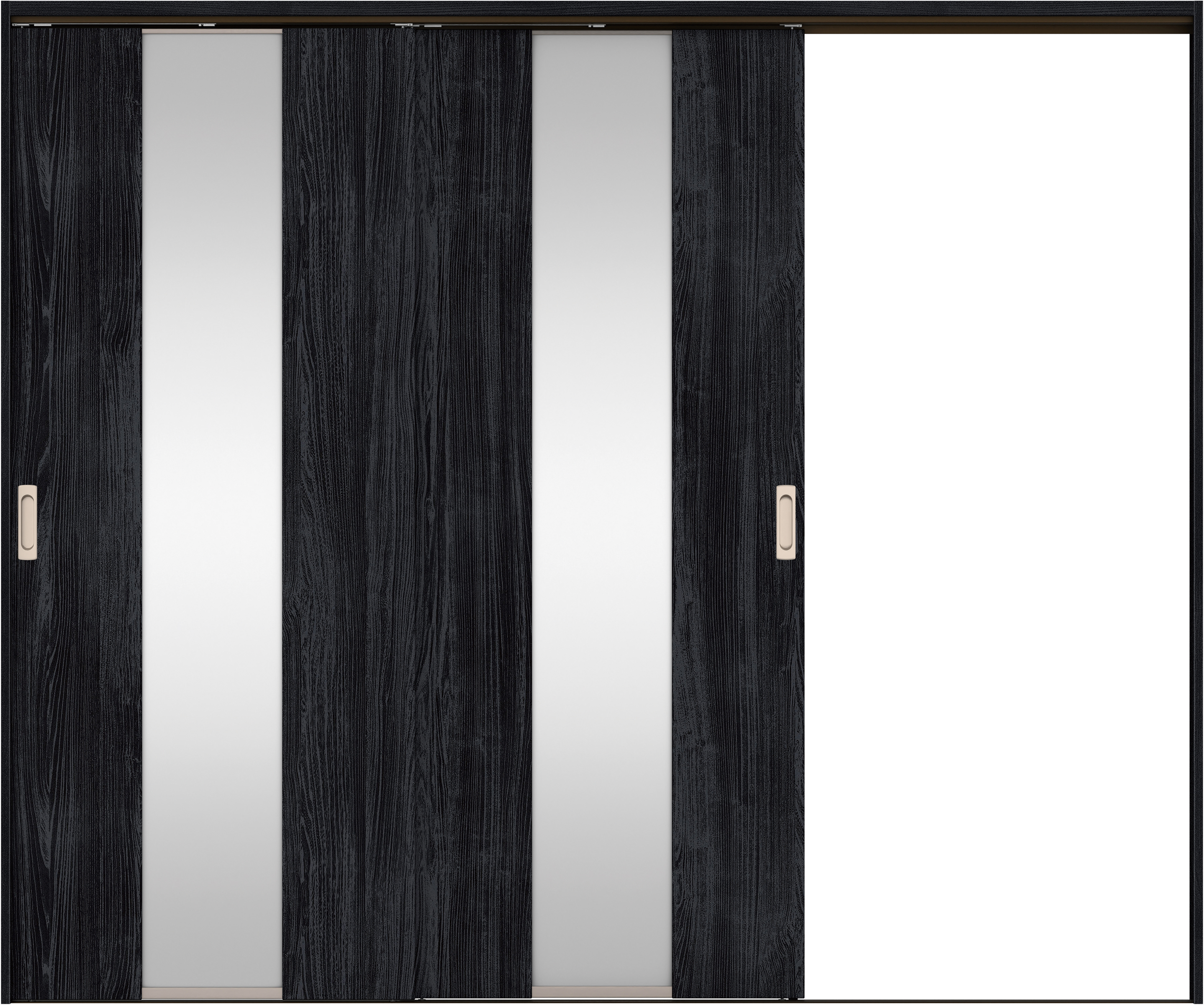 リビングドア　イエリア　吊戸・２枚片引　扉セット　Ｇ５デザイン　２４３７幅用　２０００高　〈モスブラック柄〉　右引用　錠なし　ラクラクローズ付用