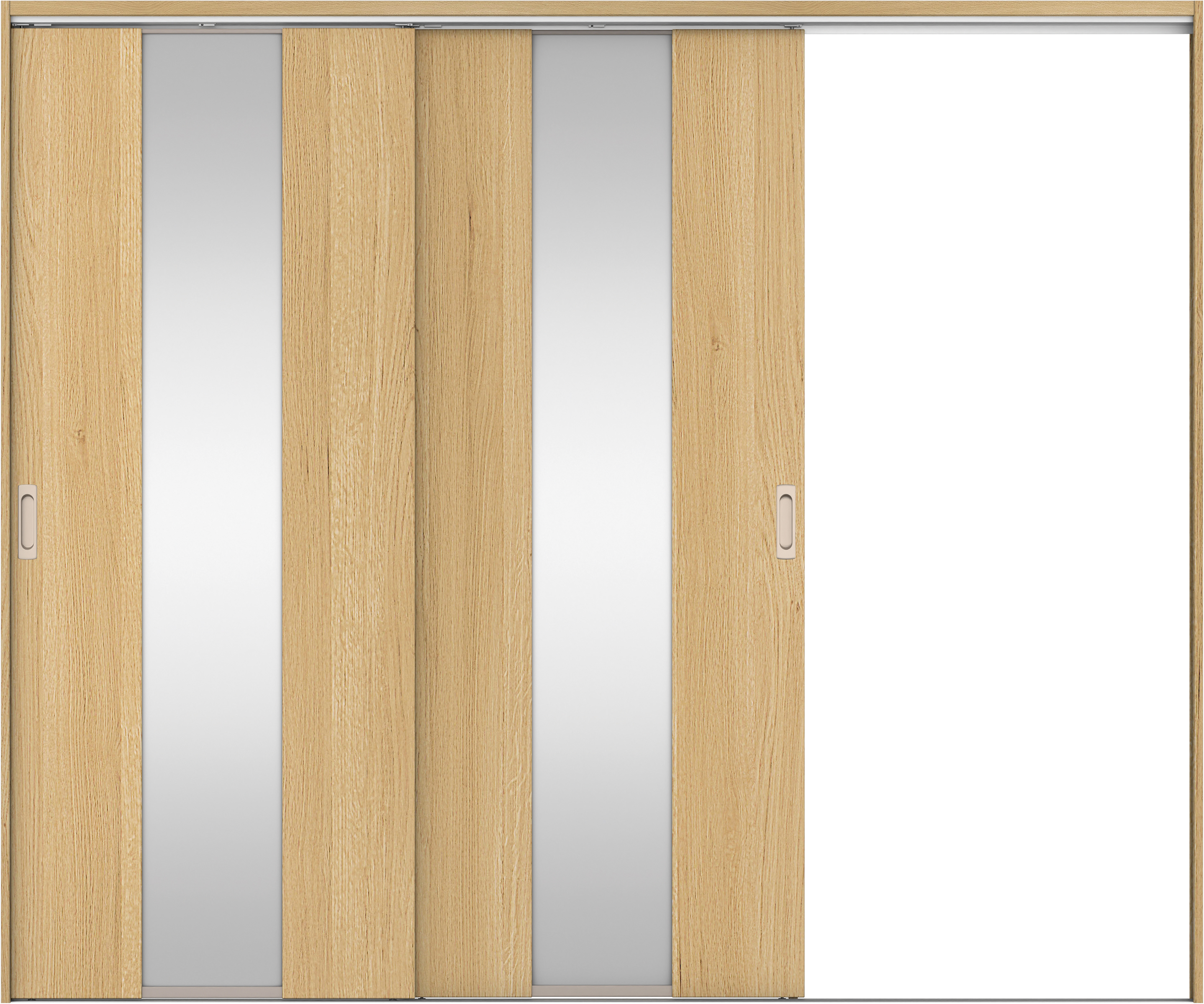 リビングドア　イエリア　吊戸・２枚片引　扉セット　Ｇ５デザイン　２４３７幅用　２０００高　〈ライトオーカー柄〉　右引用　錠なし　ラクラクローズ付用