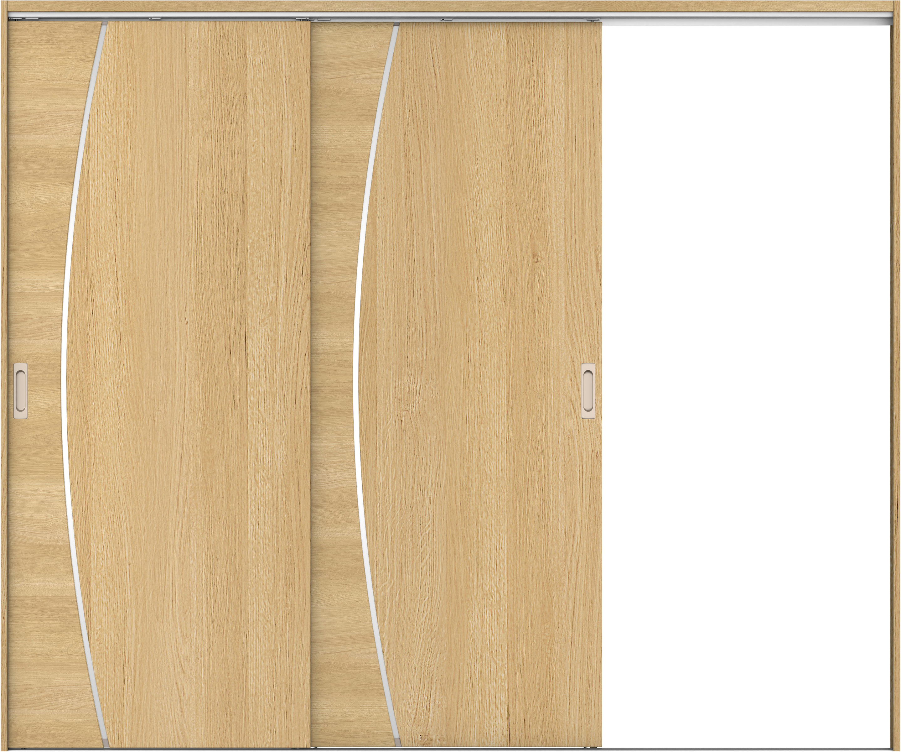 リビングドア　イエリア　吊戸・２枚片引　扉セット　Ｋ４デザイン　２４３７幅用　２０００高　〈ライトオーカー柄〉　右引用　錠なし　ラクラクローズ付用