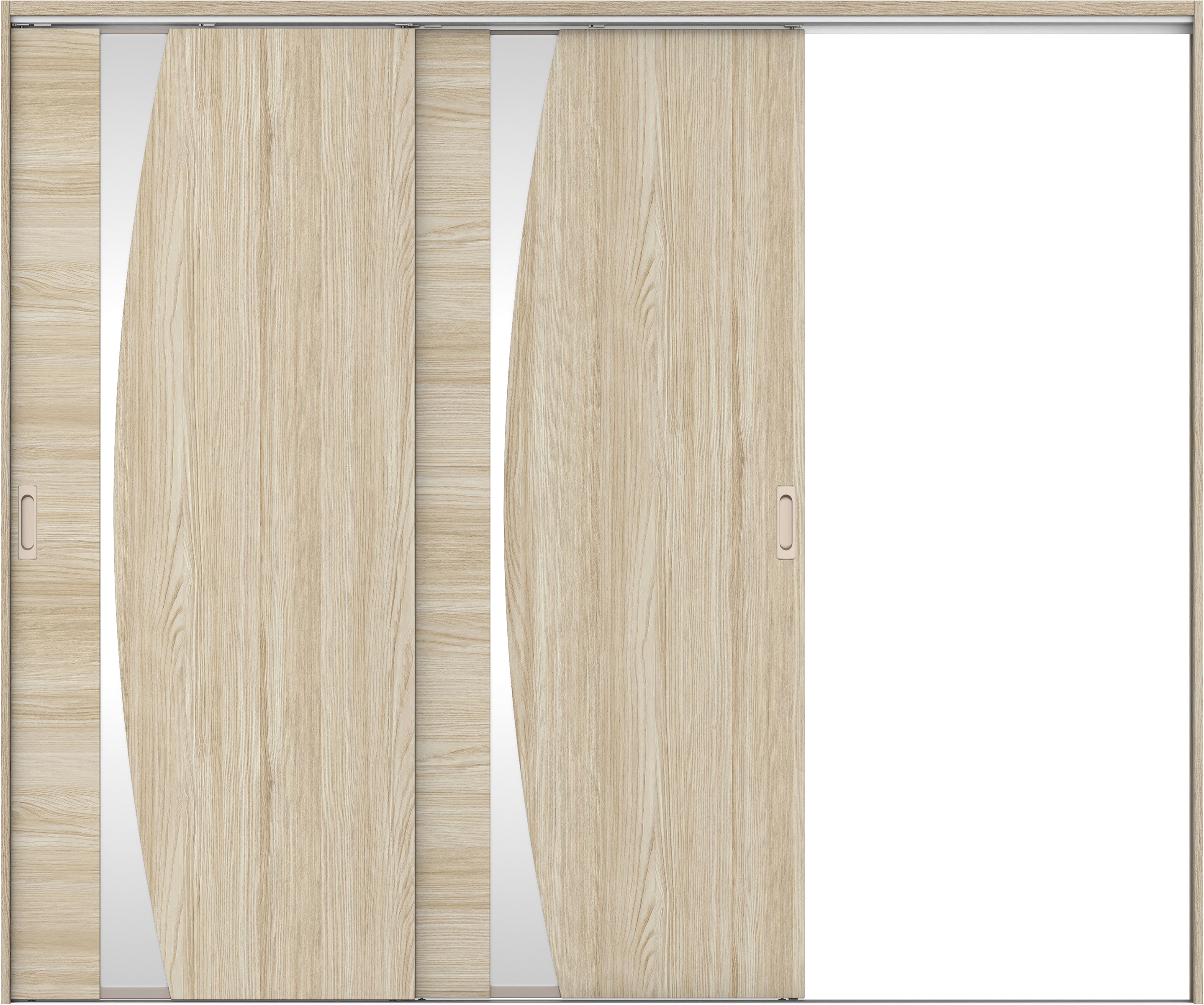 リビングドア　イエリア　吊戸・２枚片引　扉セット　Ｋ５デザイン　２４３７幅用　２０００高　〈ソフトグレージュ柄〉　右引用　錠なし　ラクラクローズ付用