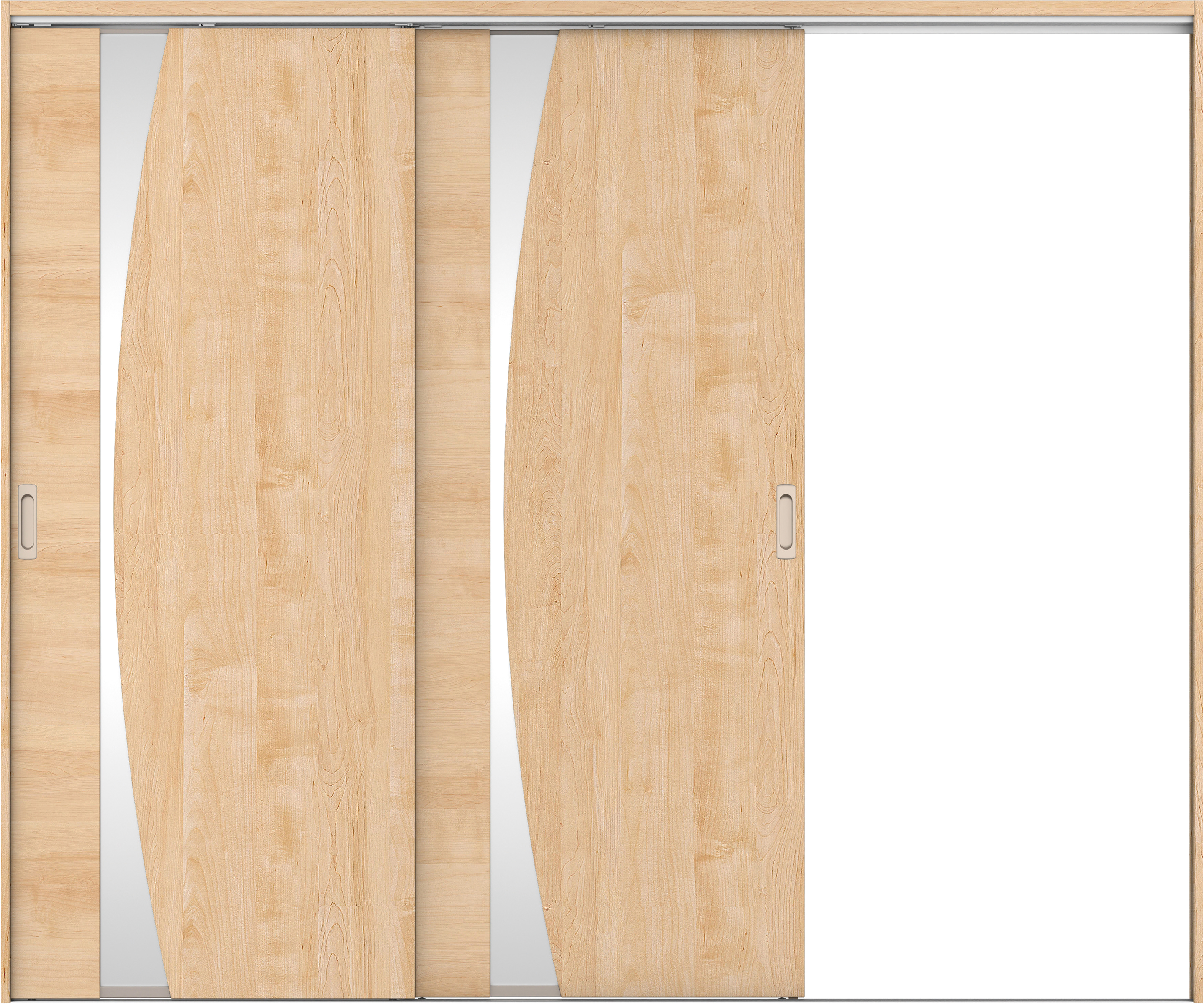 リビングドア　イエリア　吊戸・２枚片引　扉セット　Ｋ５デザイン　２４３７幅用　２０００高　〈ミルベージュ柄〉　右引用　錠なし　ラクラクローズ付用