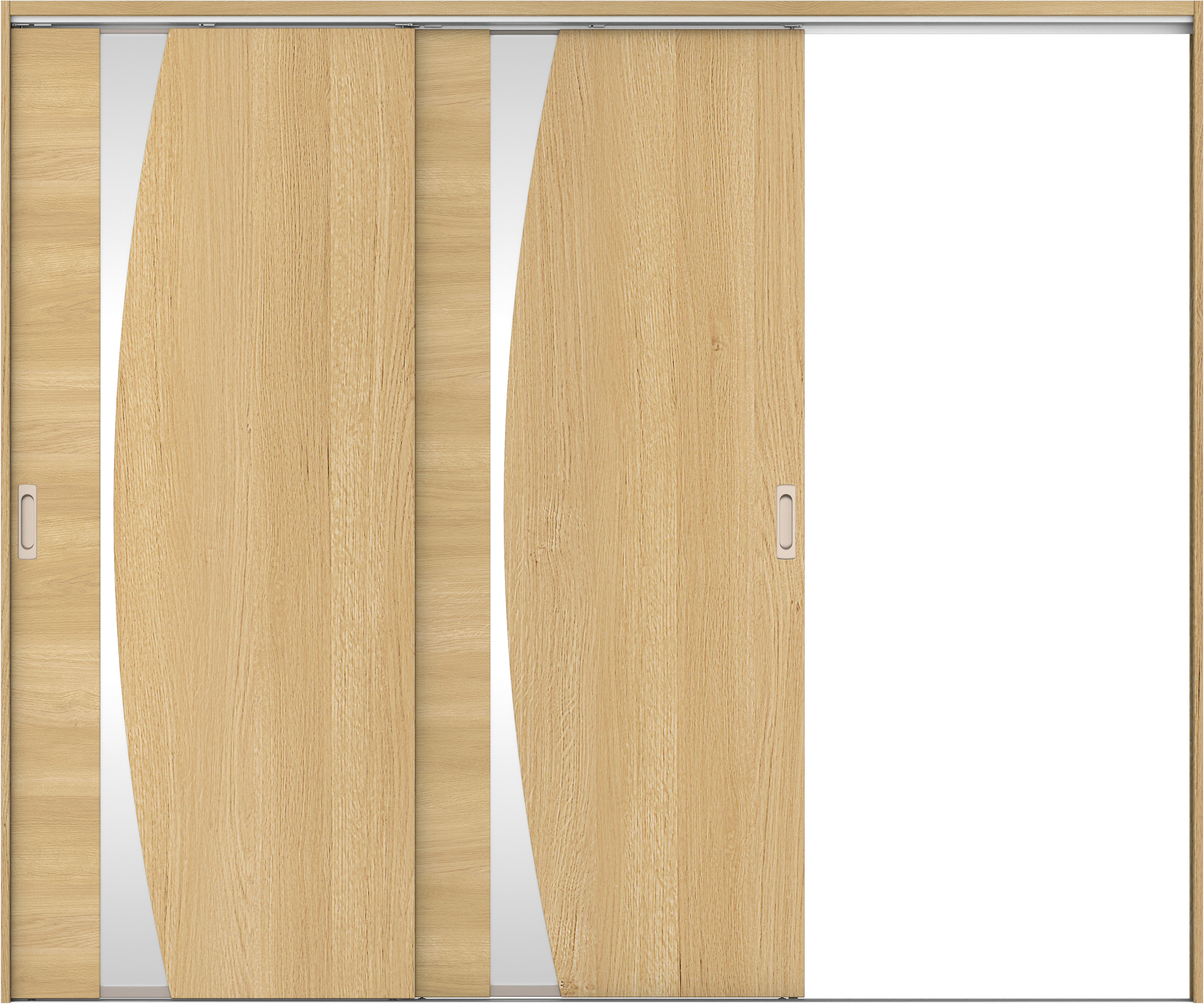リビングドア　イエリア　吊戸・２枚片引　扉セット　Ｋ５デザイン　２４３７幅用　２０００高　〈ライトオーカー柄〉　右引用　錠なし　ラクラクローズ付用