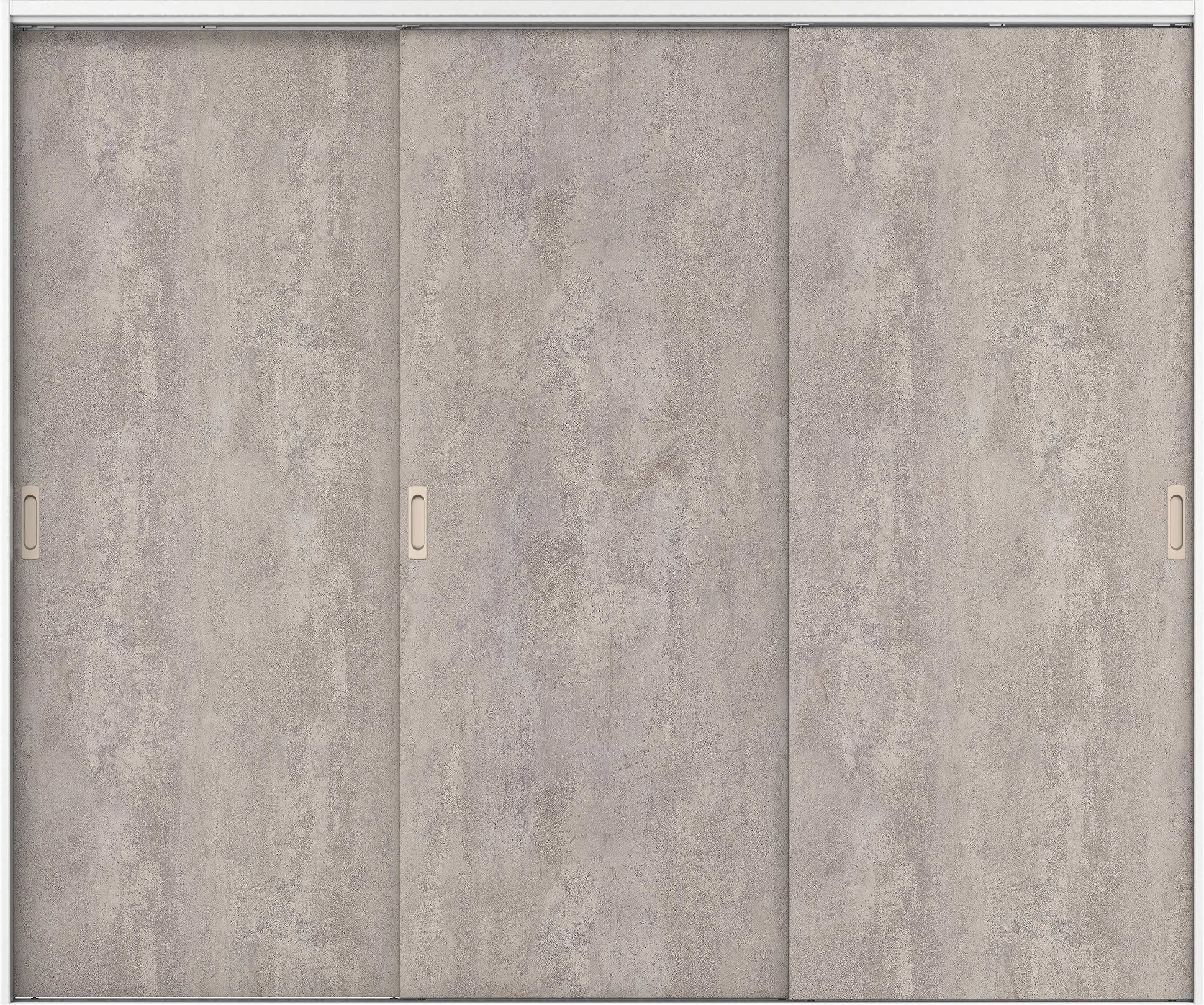 リビングドア　イエリア　吊戸・３枚引違　扉セット　００デザイン　２４３７幅用　２０００高　〈コンクリートグレー柄〉　左右兼用　錠なし　ラクラクローズ付用