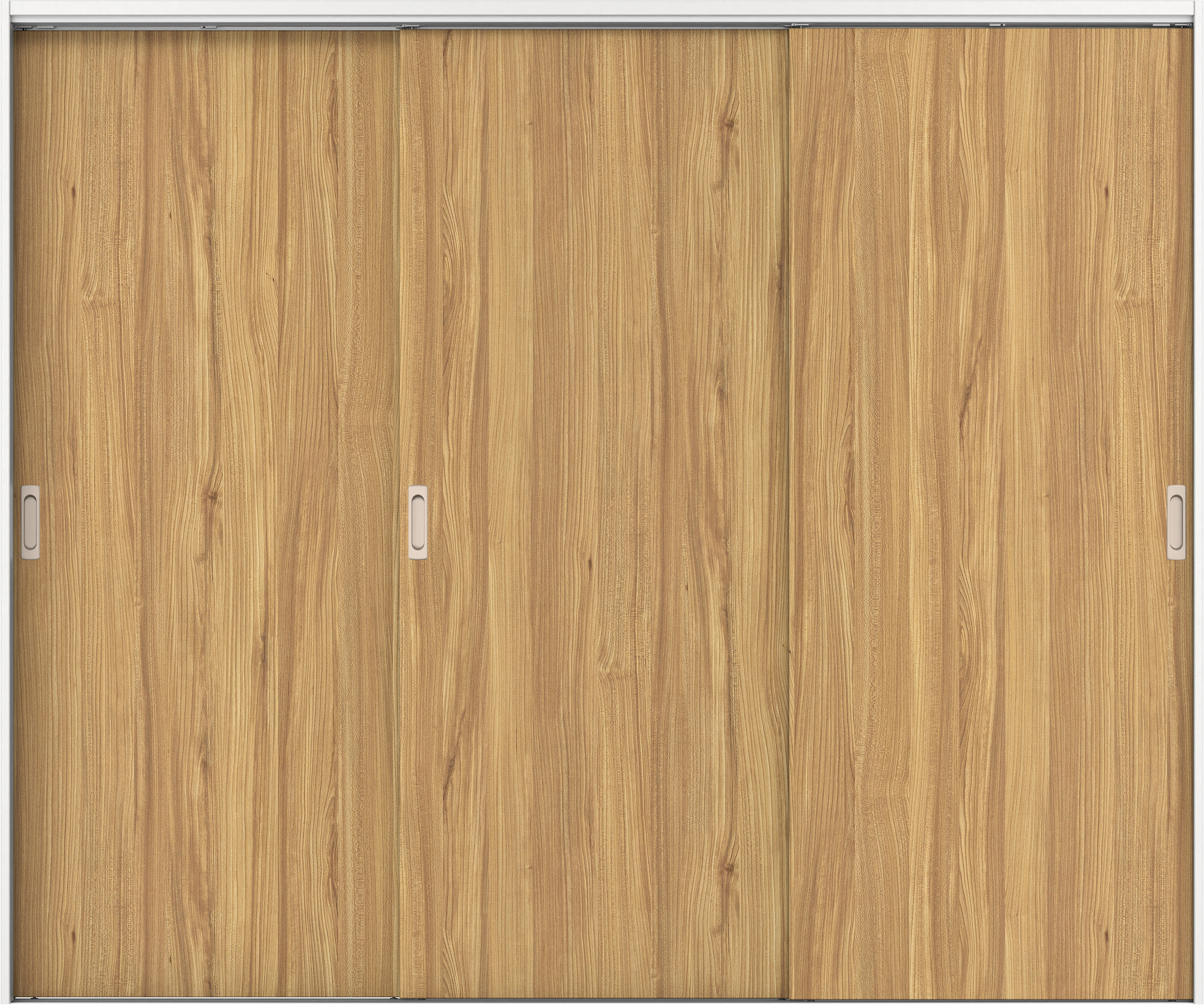 リビングドア　イエリア　吊戸・３枚引違　扉セット　００デザイン　２４３７幅用　２０００高　〈シナモンブラウン柄〉　左右兼用　錠なし　ラクラクローズ付用