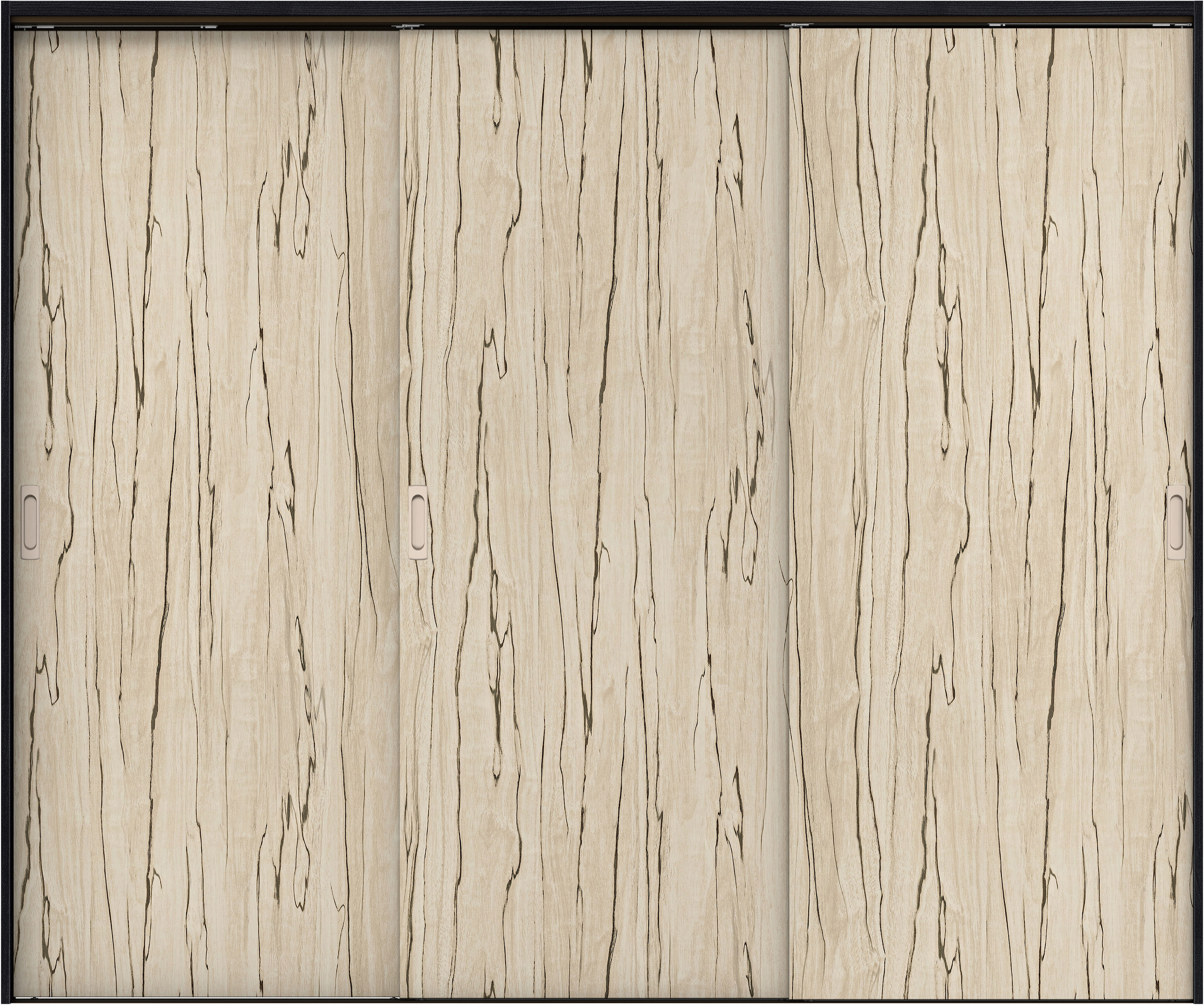 リビングドア　イエリア　吊戸・３枚引違　扉セット　００デザイン　２４３７幅用　２０００高　〈スロウベージュ柄〉　左右兼用　錠なし　ラクラクローズ付用