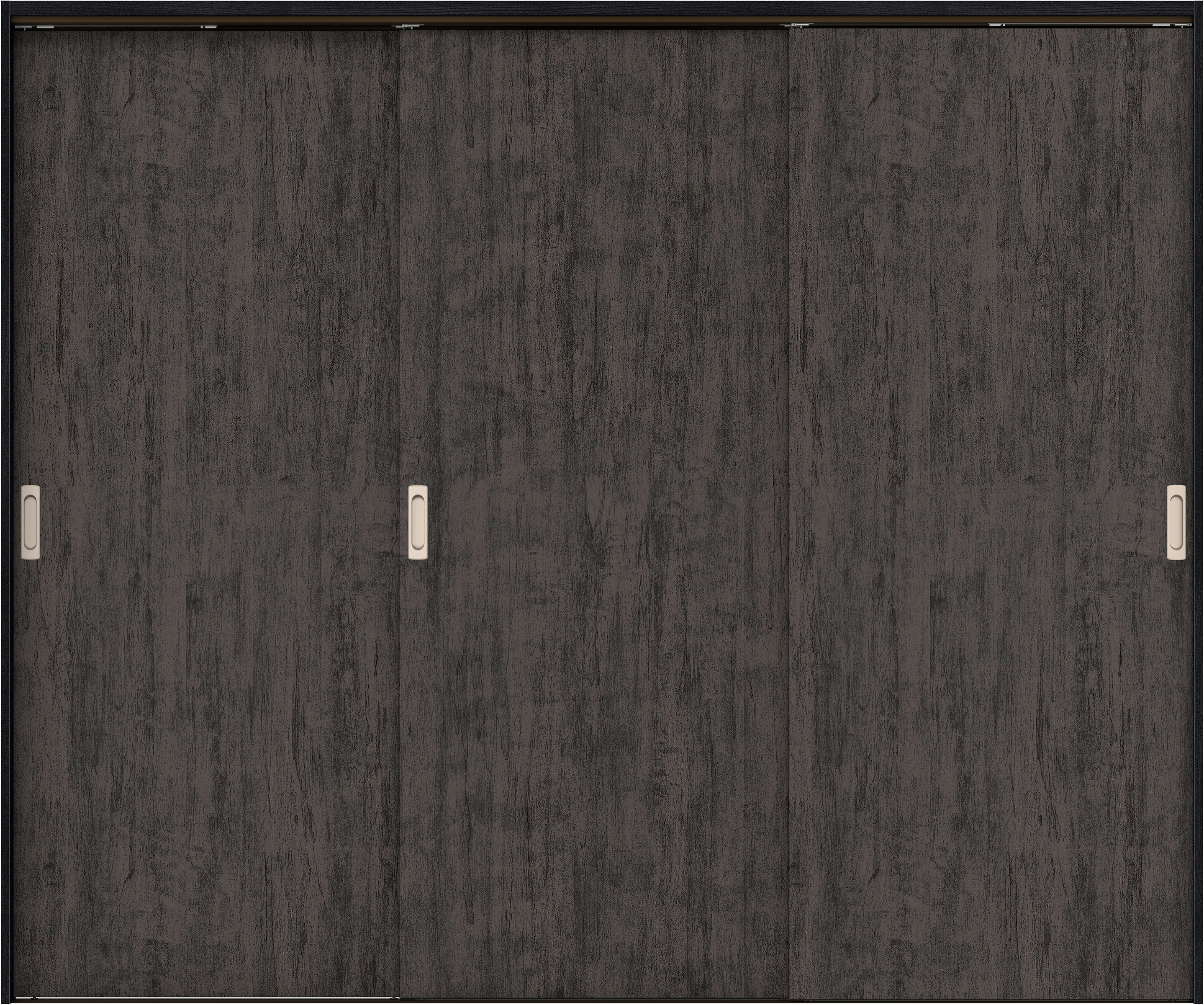 リビングドア　イエリア　吊戸・３枚引違　扉セット　００デザイン　２４３７幅用　２０００高　〈ドライブラック柄〉　左右兼用　錠なし　ラクラクローズ付用