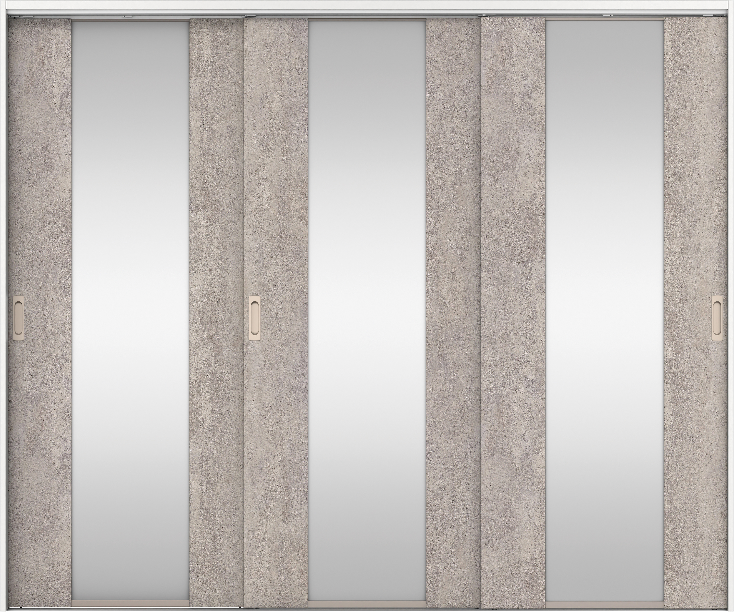 リビングドア　イエリア　吊戸・３枚引違　扉セット　４Ｐデザイン　２４３７幅用　２０００高　〈コンクリートグレー柄〉　左右兼用　錠なし　ラクラクローズ付用