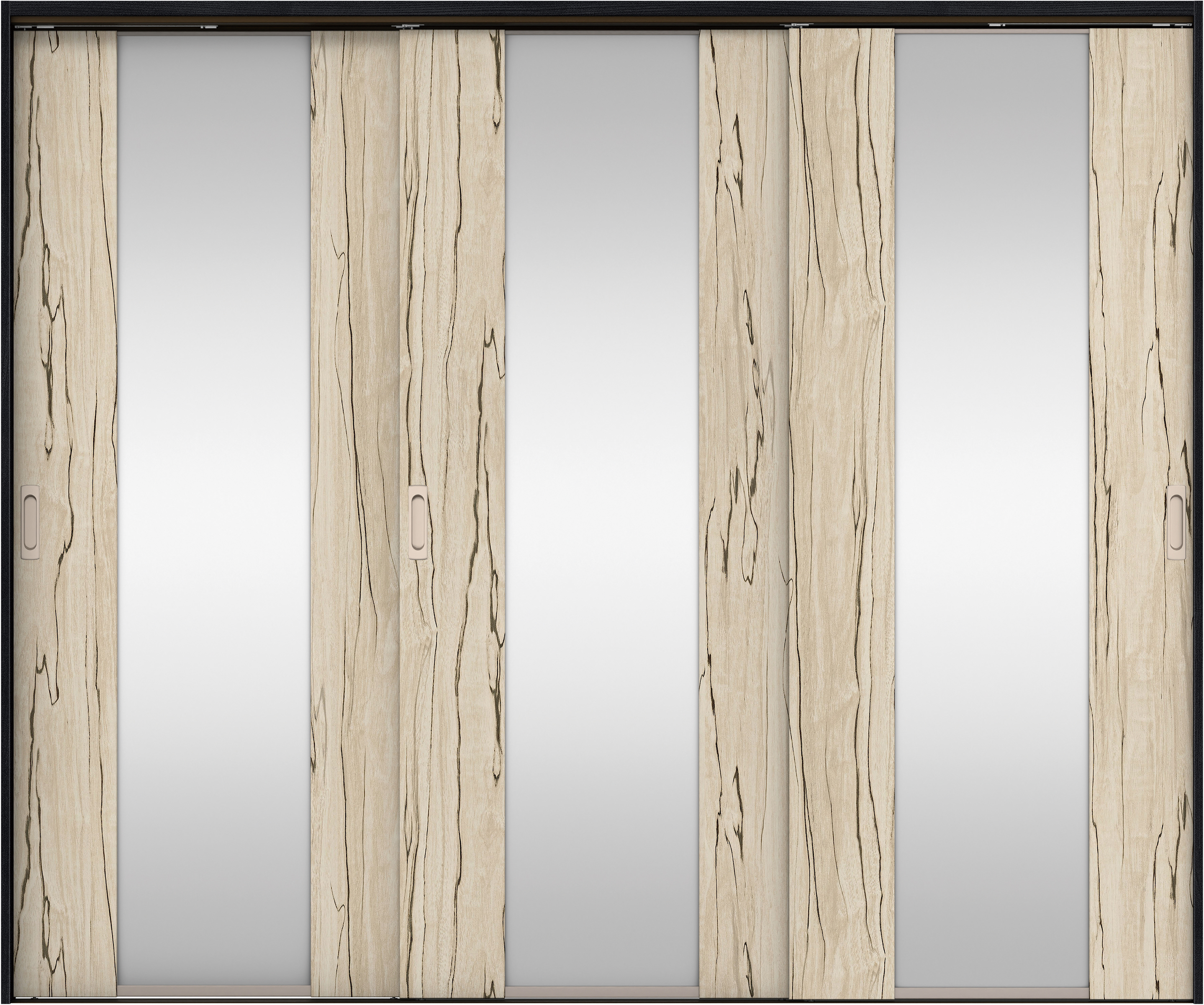 リビングドア　イエリア　吊戸・３枚引違　扉セット　４Ｐデザイン　２４３７幅用　２０００高　〈スロウベージュ柄〉　左右兼用　錠なし　ラクラクローズ付用