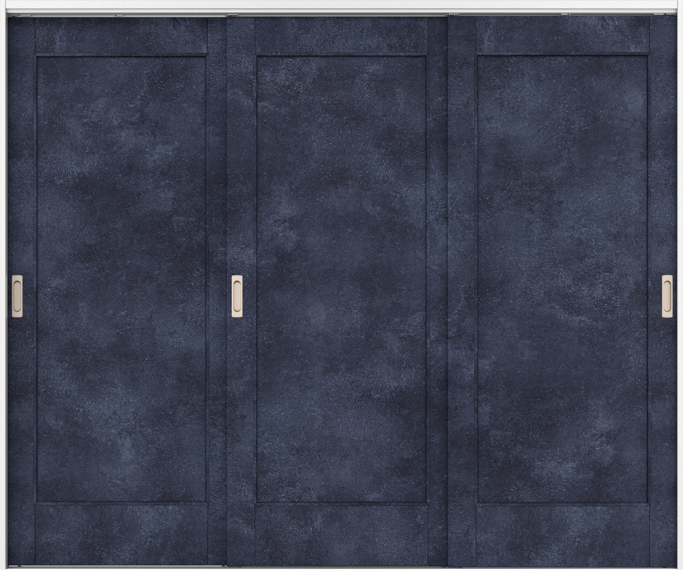 リビングドア　イエリア　吊戸・３枚引違　扉セット　０１デザイン　２４３７幅用　２０００高　〈コバルトブルー柄〉　左右兼用　錠なし　ラクラクローズ付用