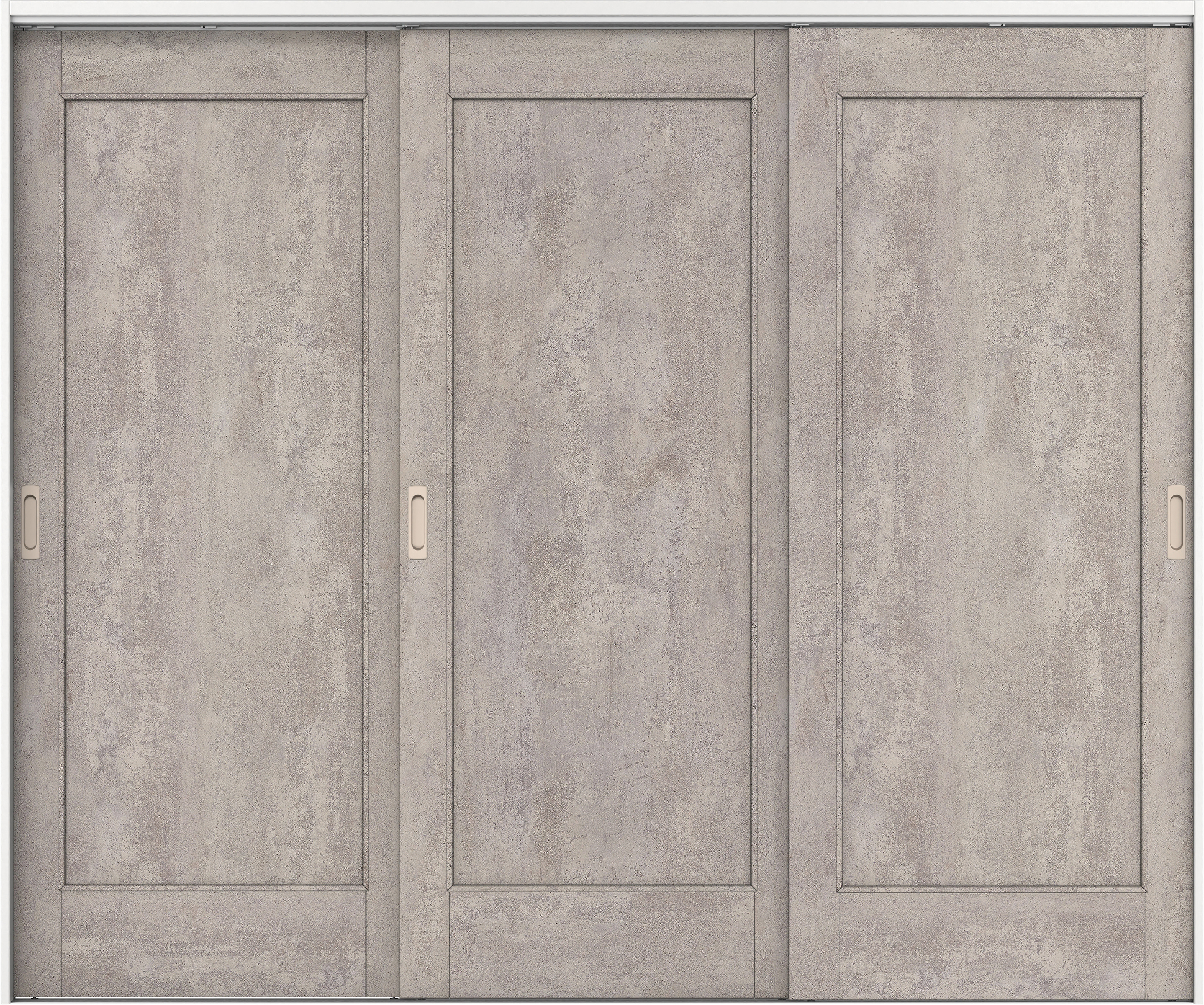 リビングドア　イエリア　吊戸・３枚引違　扉セット　０１デザイン　２４３７幅用　２０００高　〈コンクリートグレー柄〉　左右兼用　錠なし　ラクラクローズ付用