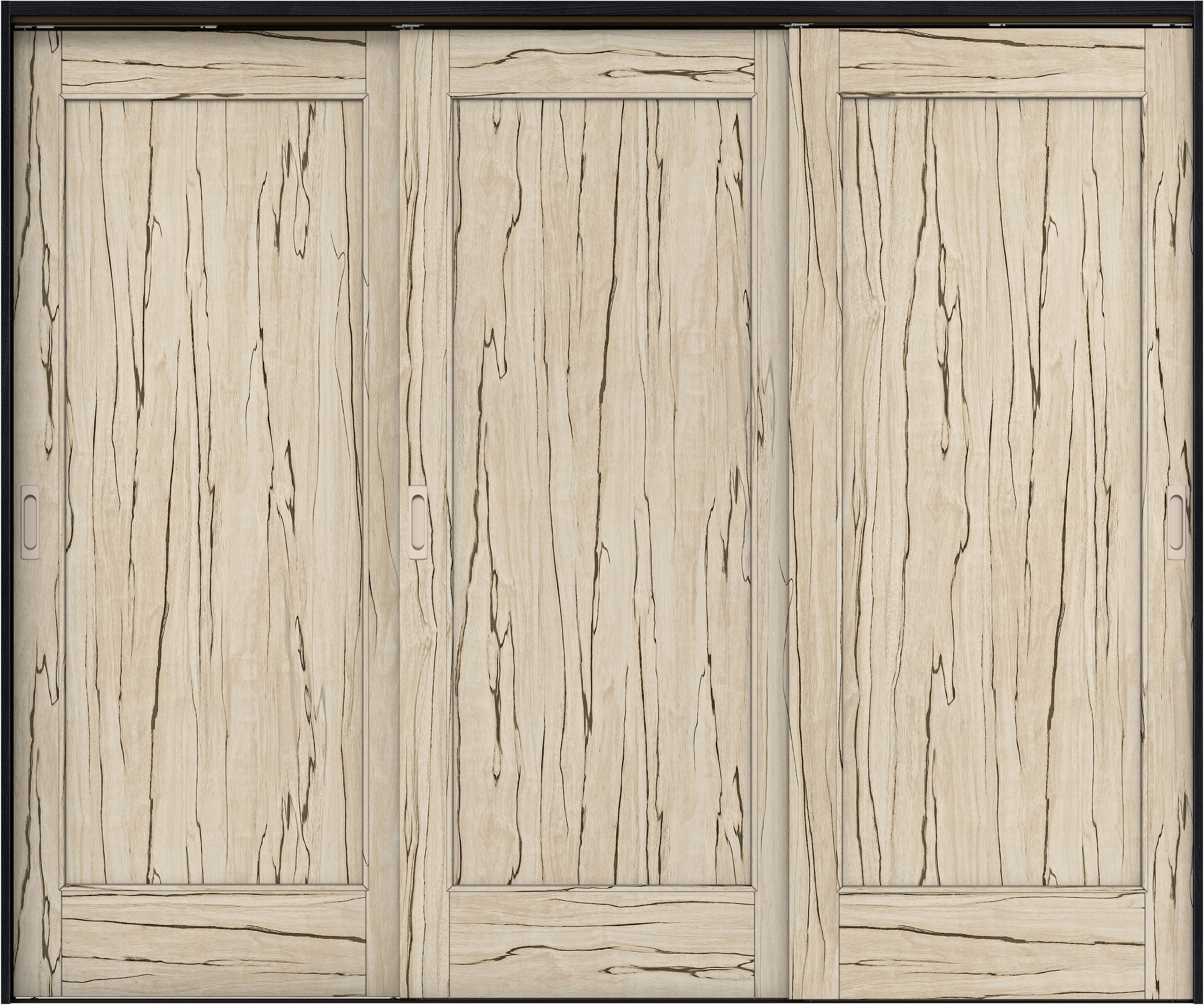 リビングドア　イエリア　吊戸・３枚引違　扉セット　０１デザイン　２４３７幅用　２０００高　〈スロウベージュ柄〉　左右兼用　錠なし　ラクラクローズ付用