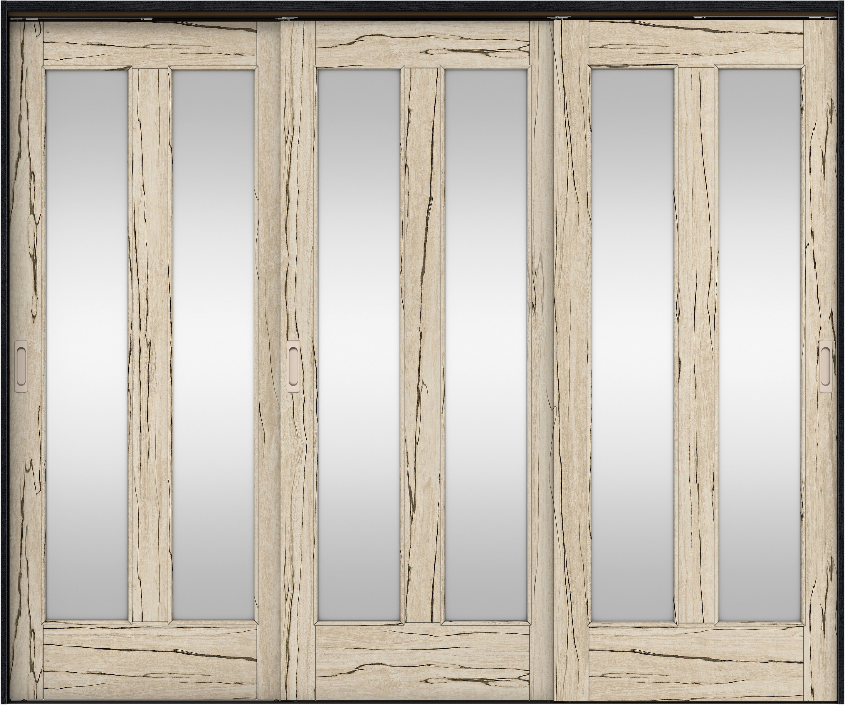 リビングドア　イエリア　吊戸・３枚引違　扉セット　０６デザイン　２４３７幅用　２０００高　〈スロウベージュ柄〉　左右兼用　錠なし　ラクラクローズ付用