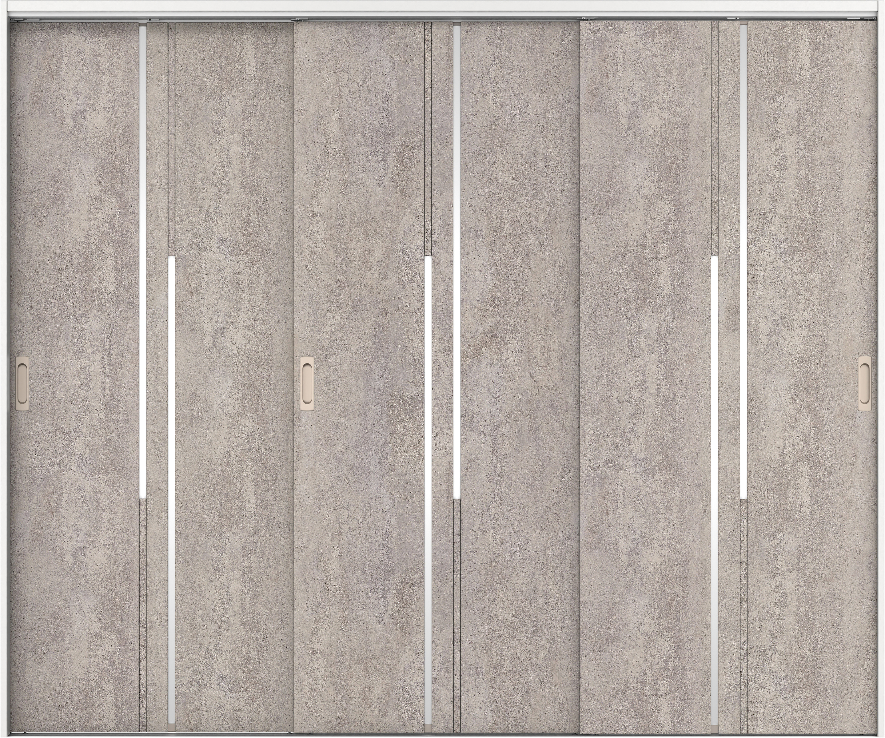 リビングドア　イエリア　吊戸・３枚引違　扉セット　７Ｐデザイン　２４３７幅用　２０００高　〈コンクリートグレー柄〉　左右兼用　錠なし　ラクラクローズ付用