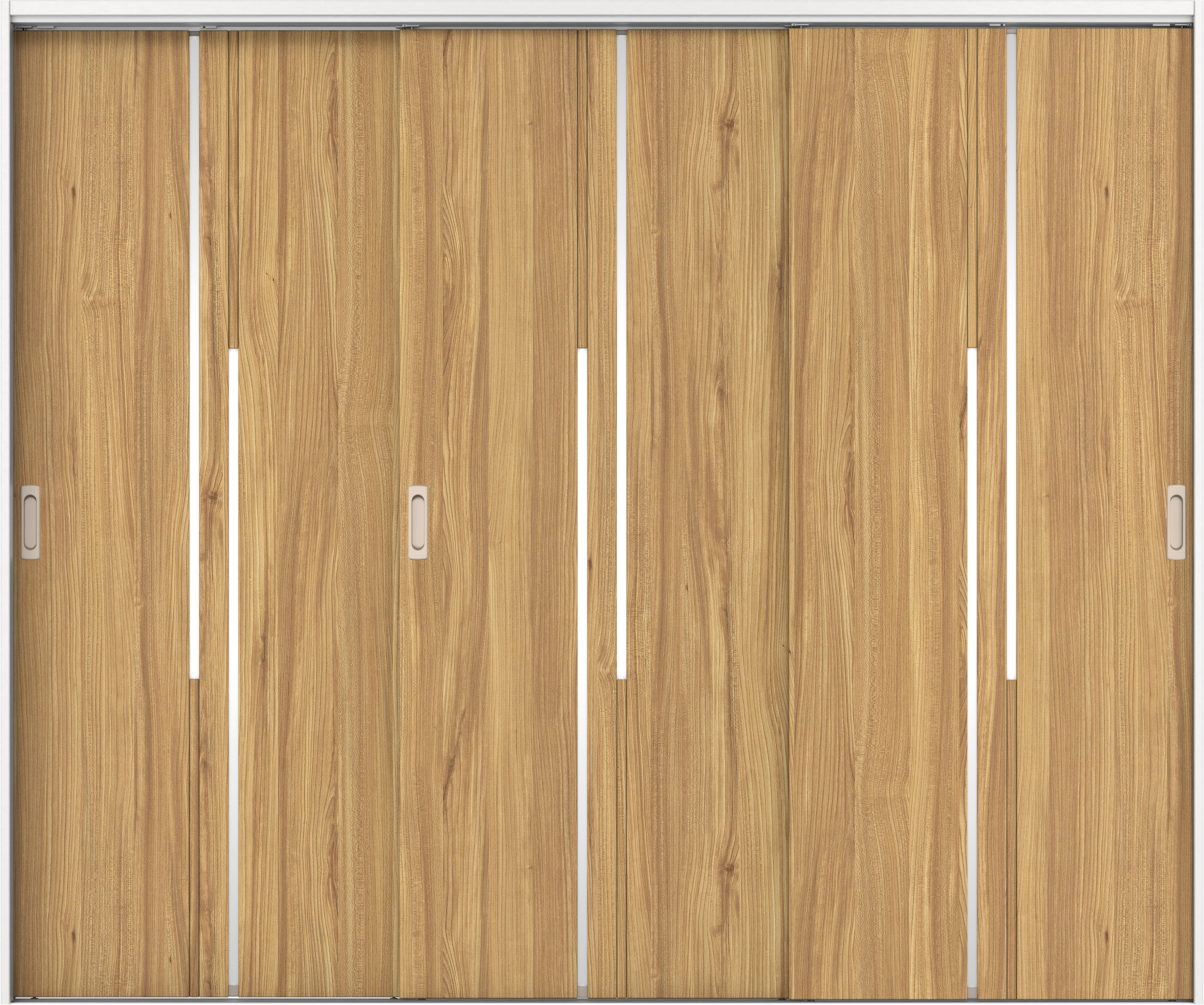 リビングドア　イエリア　吊戸・３枚引違　扉セット　７Ｐデザイン　２４３７幅用　２０００高　〈シナモンブラウン柄〉　左右兼用　錠なし　ラクラクローズ付用