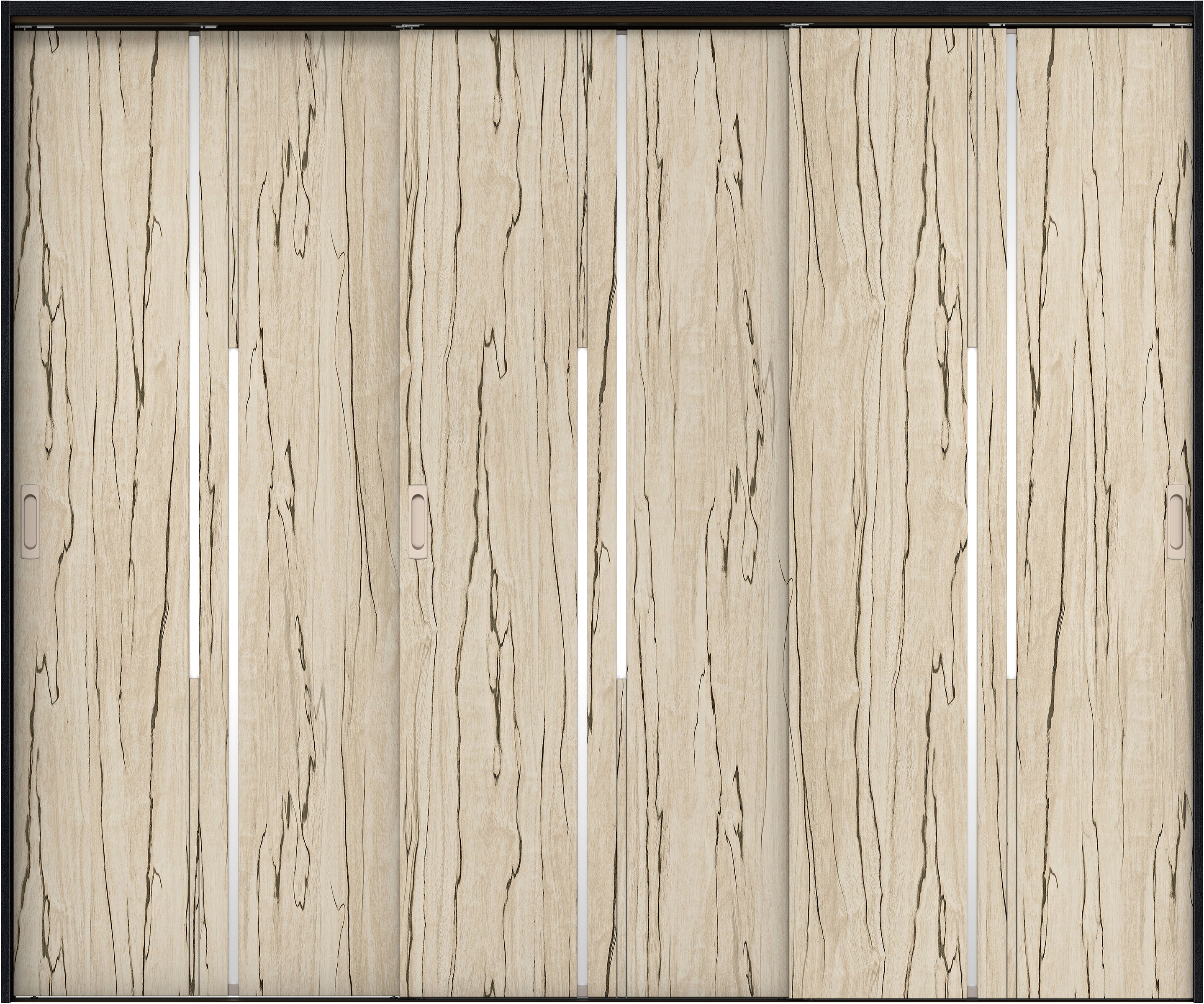 リビングドア　イエリア　吊戸・３枚引違　扉セット　７Ｐデザイン　２４３７幅用　２０００高　〈スロウベージュ柄〉　左右兼用　錠なし　ラクラクローズ付用