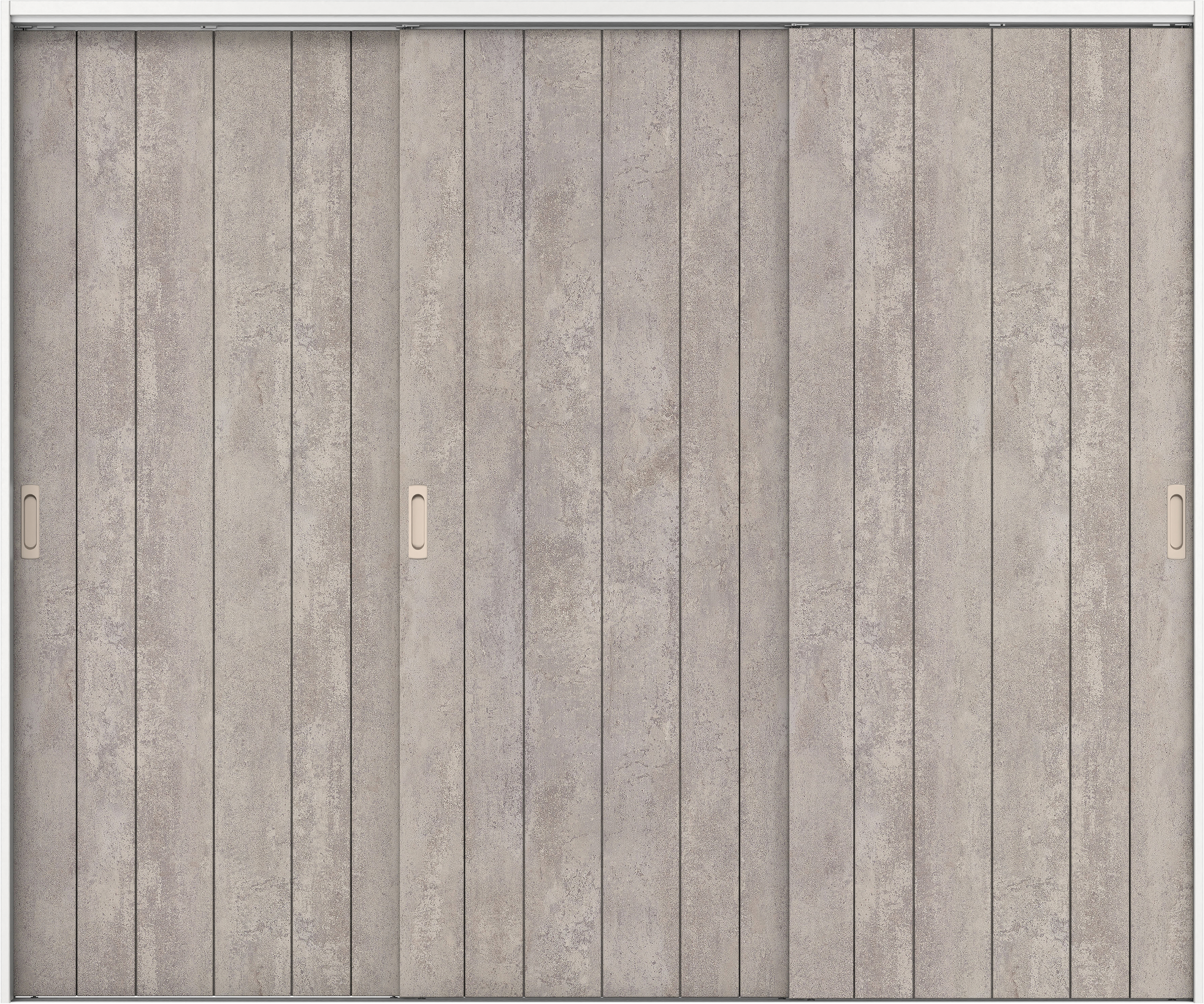 リビングドア　イエリア　吊戸・３枚引違　扉セット　０Ｓデザイン　２４３７幅用　２０００高　〈コンクリートグレー柄〉　左右兼用　錠なし　ラクラクローズ付用