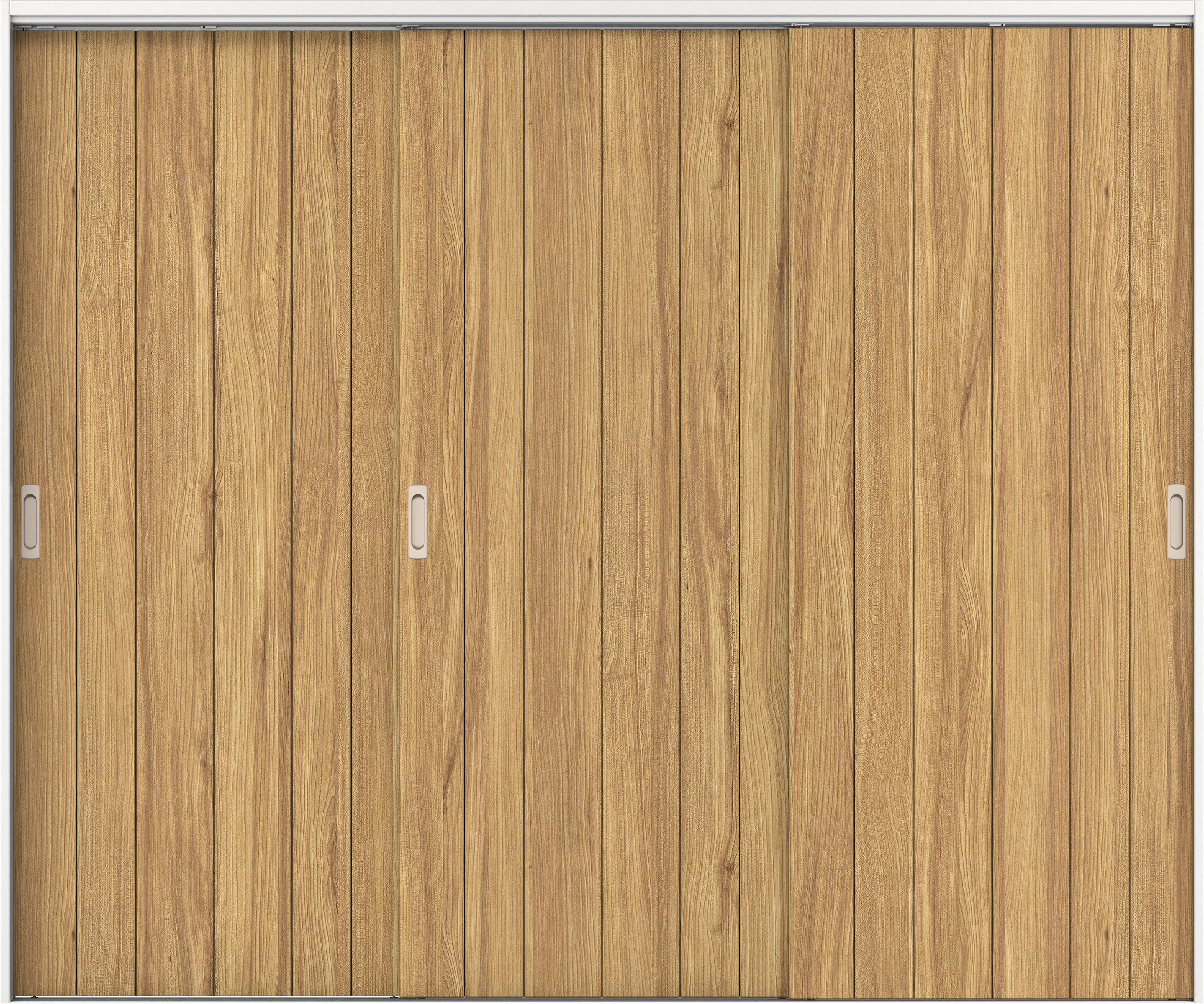 リビングドア　イエリア　吊戸・３枚引違　扉セット　０Ｓデザイン　２４３７幅用　２０００高　〈シナモンブラウン柄〉　左右兼用　錠なし　ラクラクローズ付用