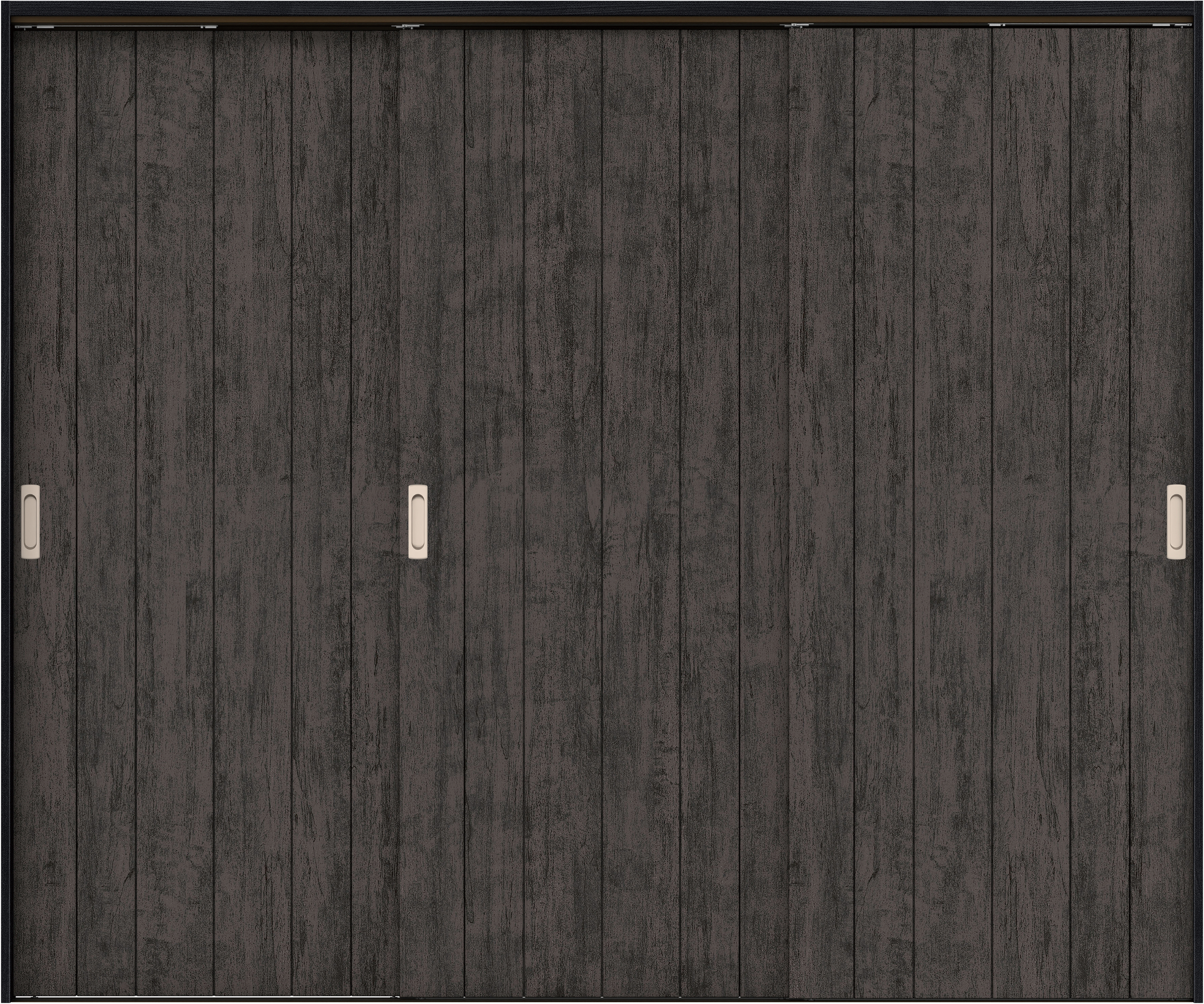 リビングドア　イエリア　吊戸・３枚引違　扉セット　０Ｓデザイン　２４３７幅用　２０００高　〈ドライブラック柄〉　左右兼用　錠なし　ラクラクローズ付用