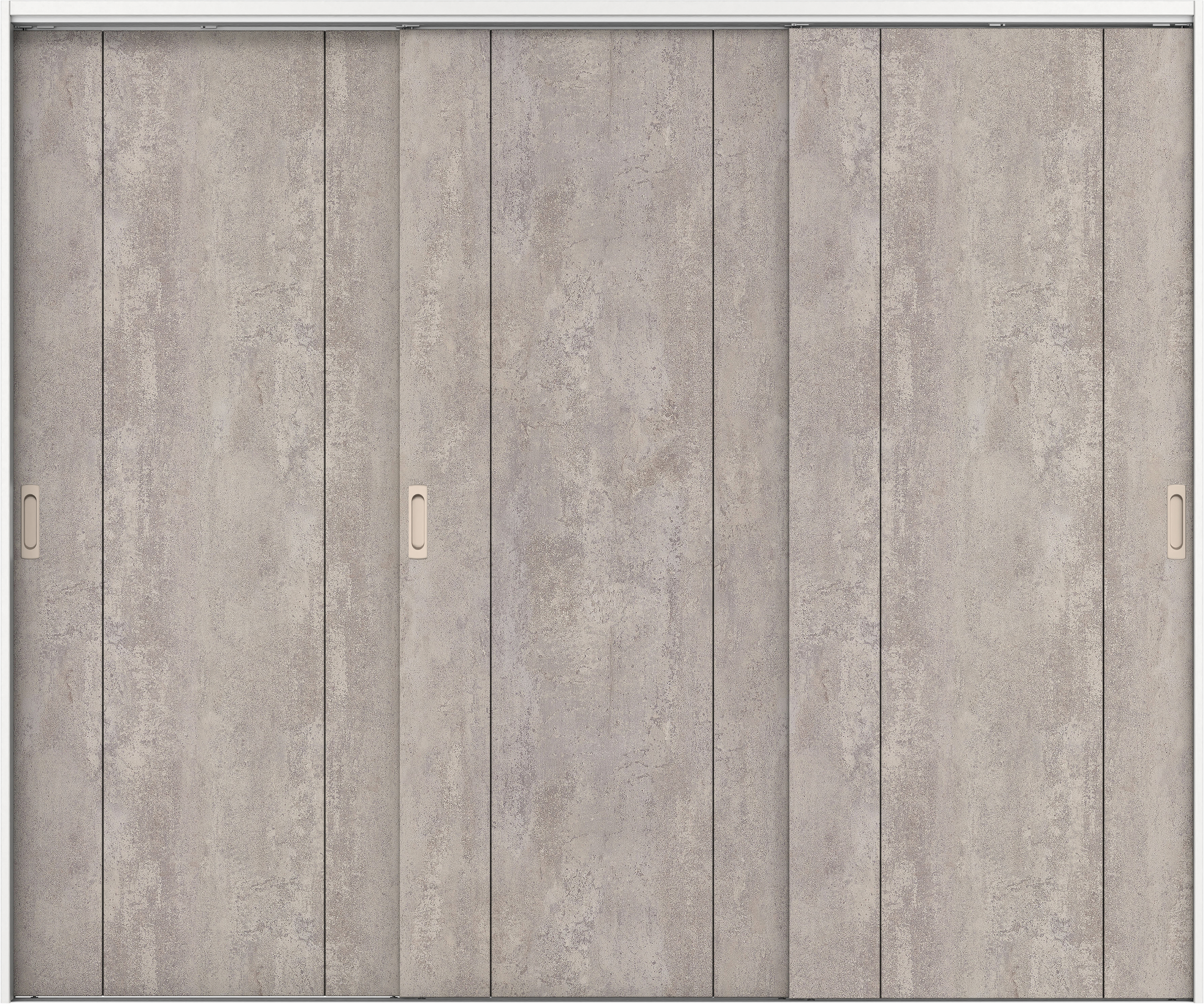 リビングドア　イエリア　吊戸・３枚引違　扉セット　１Ｐデザイン　２４３７幅用　２０００高　〈コンクリートグレー柄〉　左右兼用　錠なし　ラクラクローズ付用